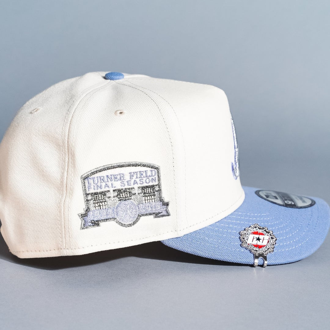 NEW ERA 9FIFTY A-FRAME CHROME/LAVENDER ATLANTA BRAVES SNAPBACK W/ TURNER FIELD SIDE PATCH