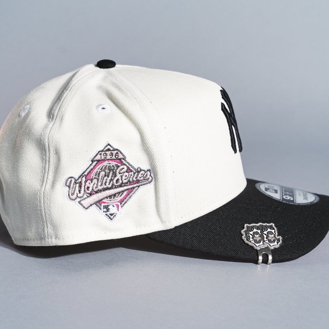 NEW ERA 9FIFTY A-FRAME CHROME/BLACK NEW YORK YANKEES SNAPBACK W/ ROSES + 1996 WORLD SERIES SIDE PATCH
