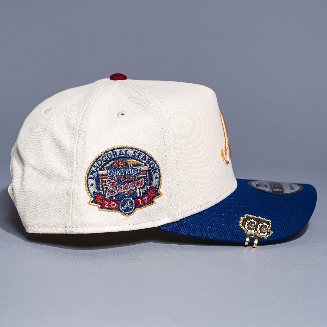 NEW ERA 9FIFTY A-FRAME CHROME/BLUE ATLANTA BRAVES SNAPBACK W/ 2017 INAUGURAL SEASON SIDE PATCH