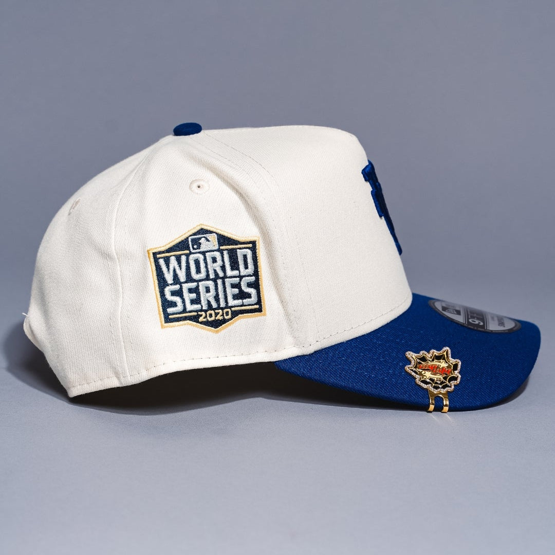 NEW ERA 9FIFTY A-FRAME CHROME/BLUE UPSIDE DOWN LOS ANGELES DODGERS W/ 2020 WORLD SERIES SIDE PATCH
