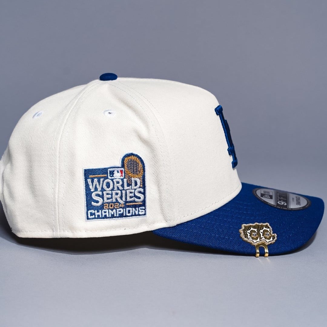 NEW ERA 9FIFTY A-FRAME CHROME/BLUE LOS ANGELES DODGERS W/ WORLD SERIES CHAMPIONS SIDE PATCH
