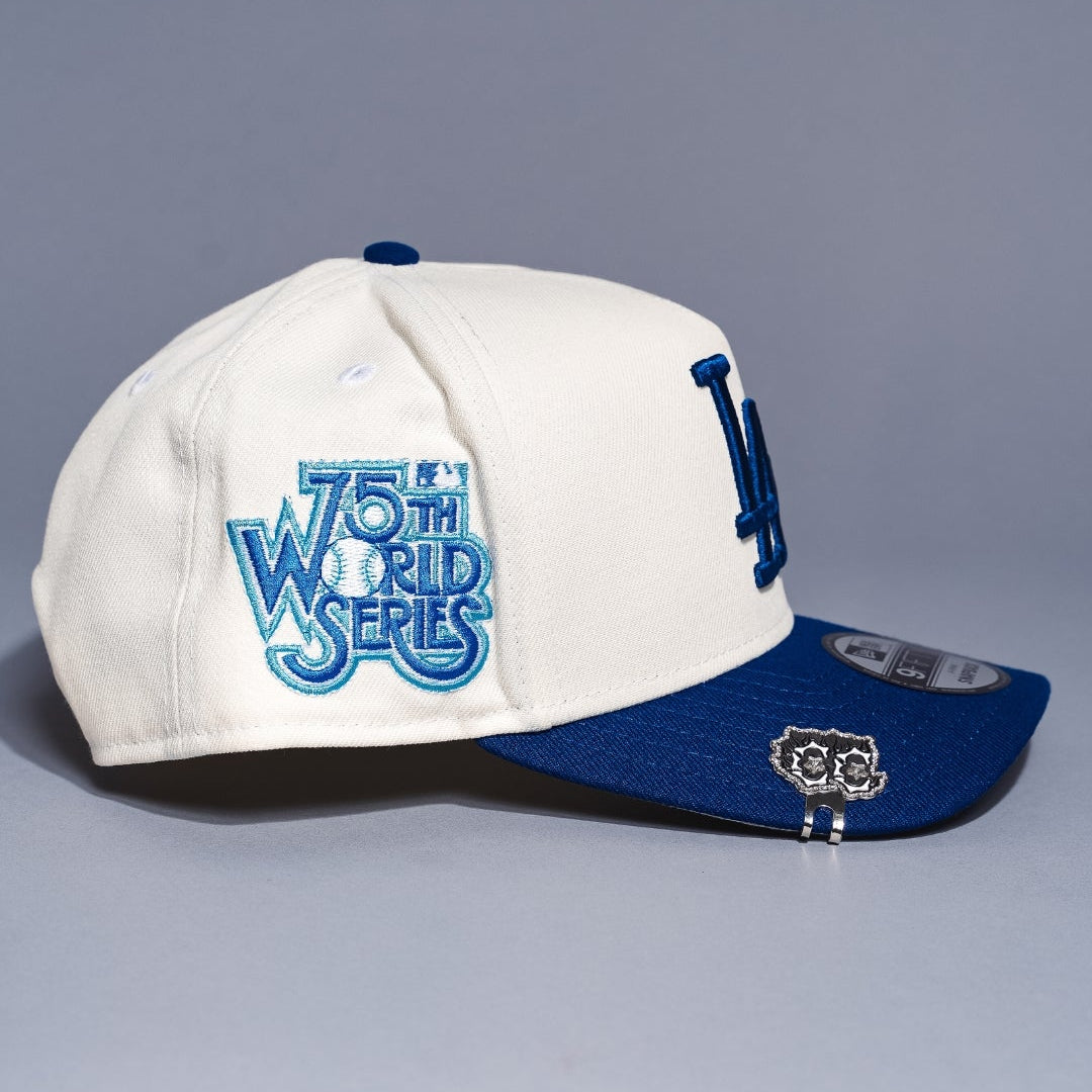 NEW ERA 9FIFTY A-FRAME CHROME/BLUE LOS ANGELES DODGERS W/ 75TH WORLD SERIES SIDE PATCH