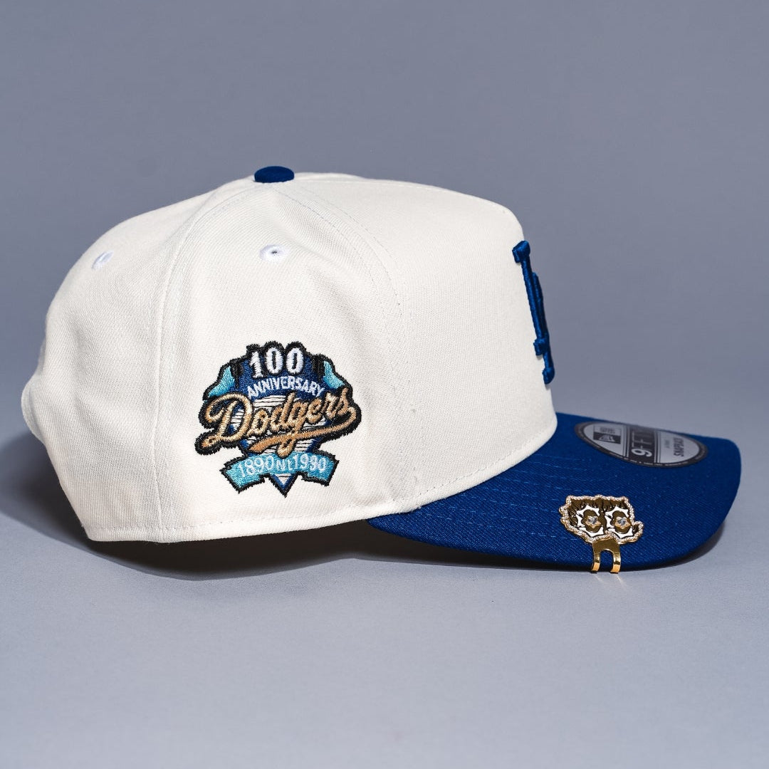 NEW ERA 9FIFTY A-FRAME CHROME/BLUE LOS ANGELES DODGERS W/ 100TH ANNIVERSARY SIDE PATCH