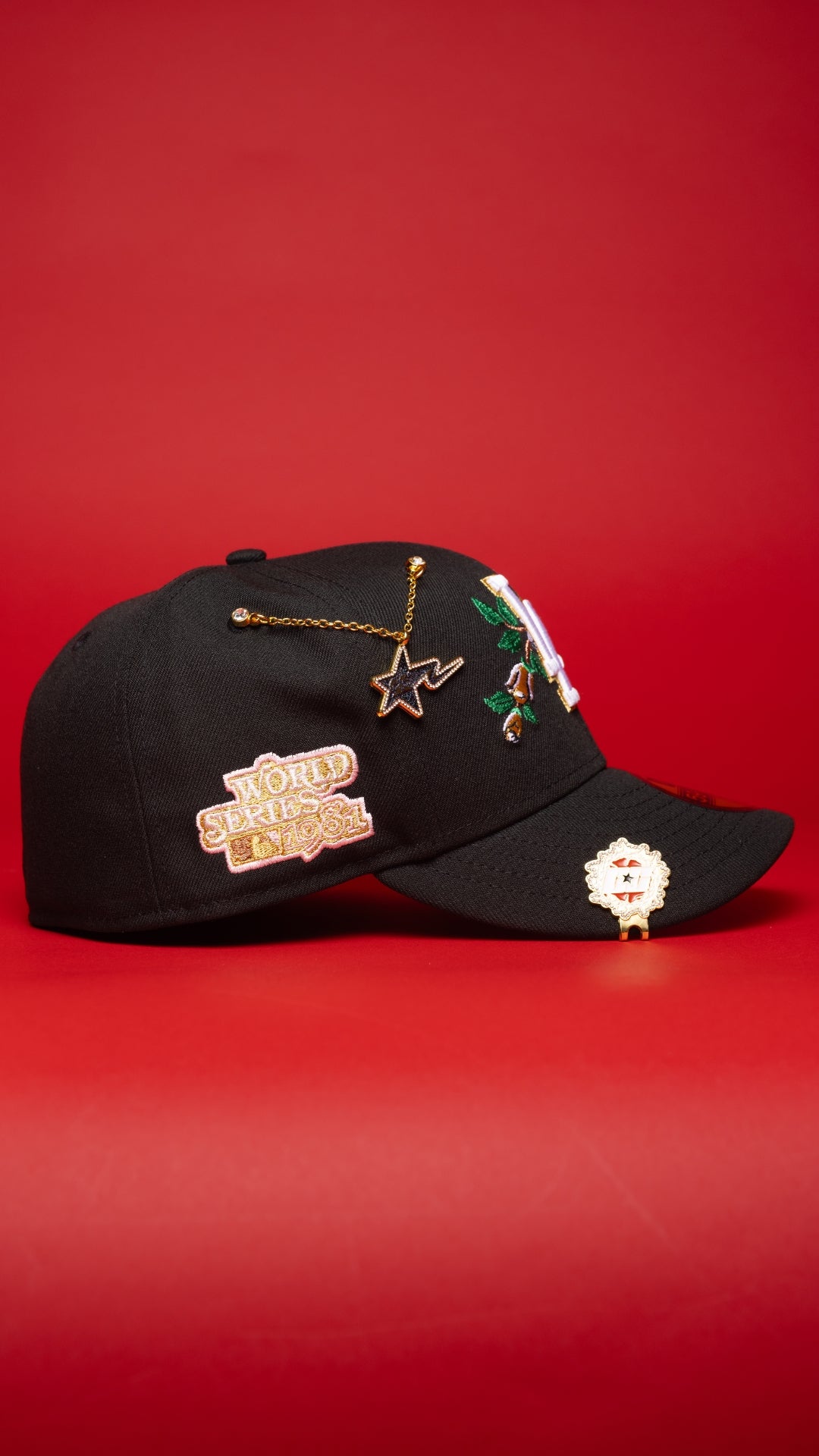 NEW ERA EXCLUSIVE 59FIFTY BLACK LOS ANGELES DODGERS W/ GOLD ROSE + 1981 WORLD SERIES SIDE PATCH