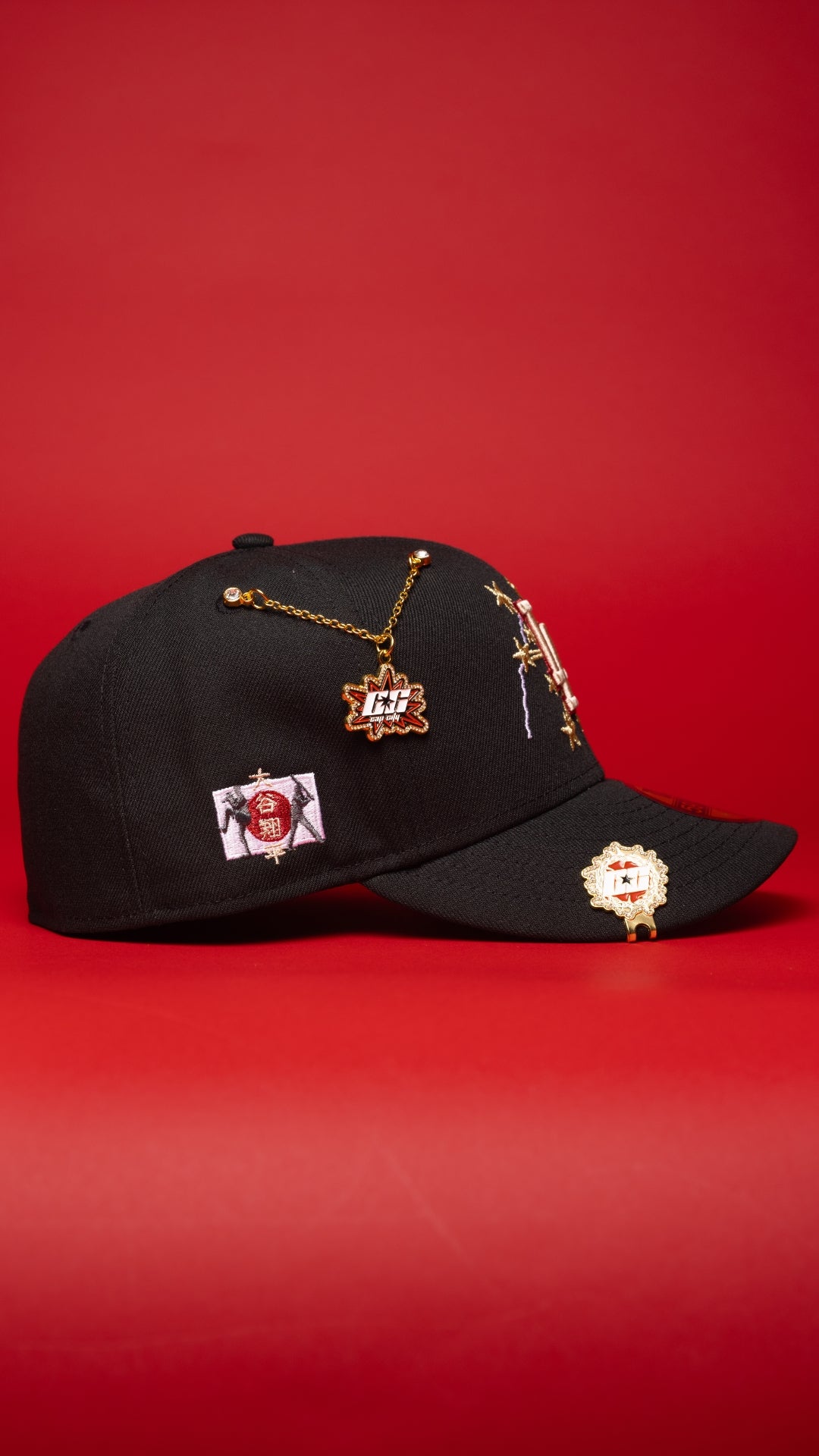 NEW ERA EXCLUSIVE 59FIFTY BLACK LOS ANGELES DODGERS W/ EMBROIDERY + JAPANESE FLAG SIDE PATCH
