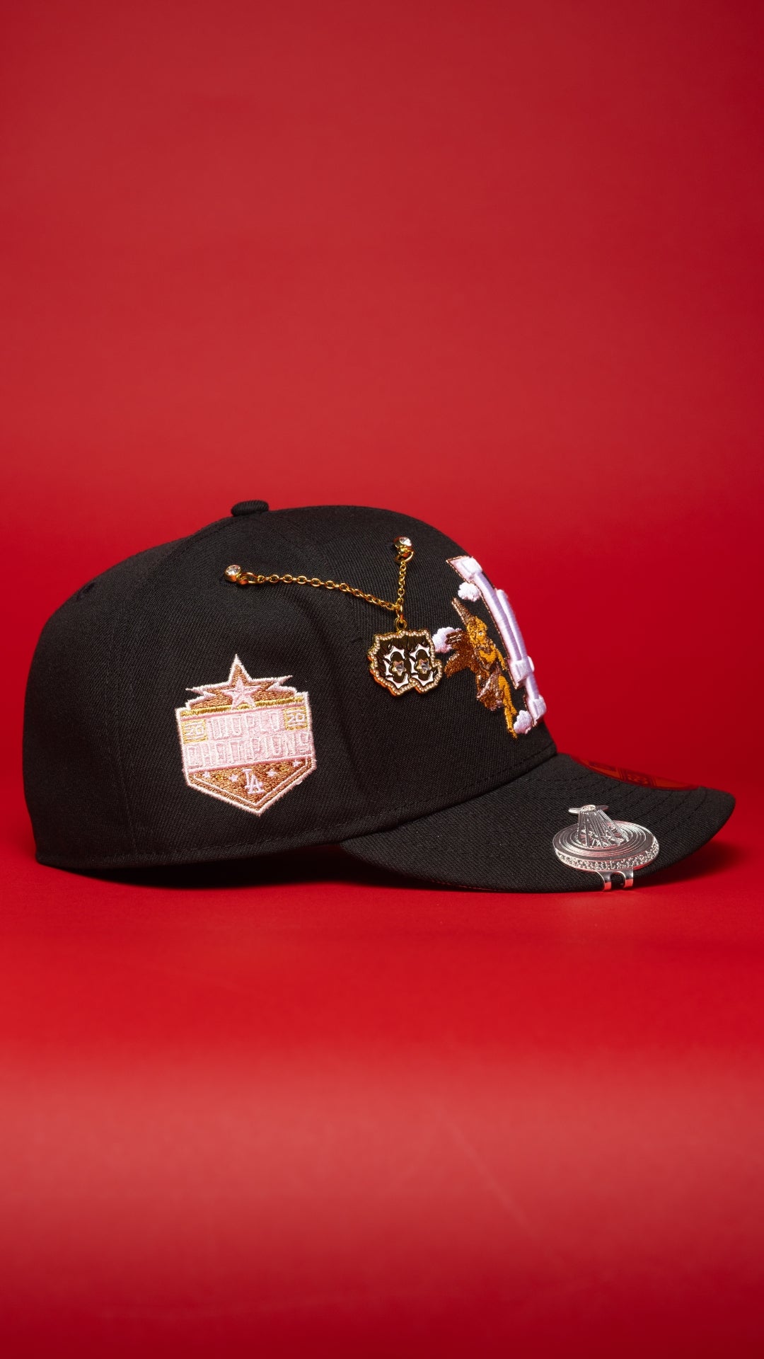 NEW ERA EXCLUSIVE 59FIFTY BLACK LOS ANGELES DODGERS "CITY OF ANGELS" W/ WORLD CHAMPIONS SIDE PATCH