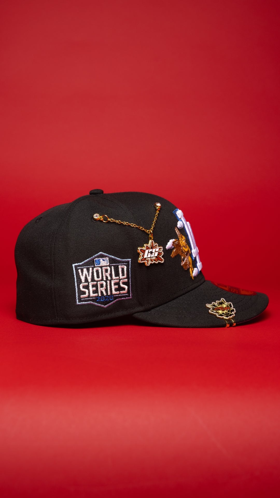 NEW ERA EXCLUSIVE 59FIFTY BLACK LOS ANGELES DODGERS "CITY OF ANGELS" W/ 2020 WORLD SERIES SIDE PATCH