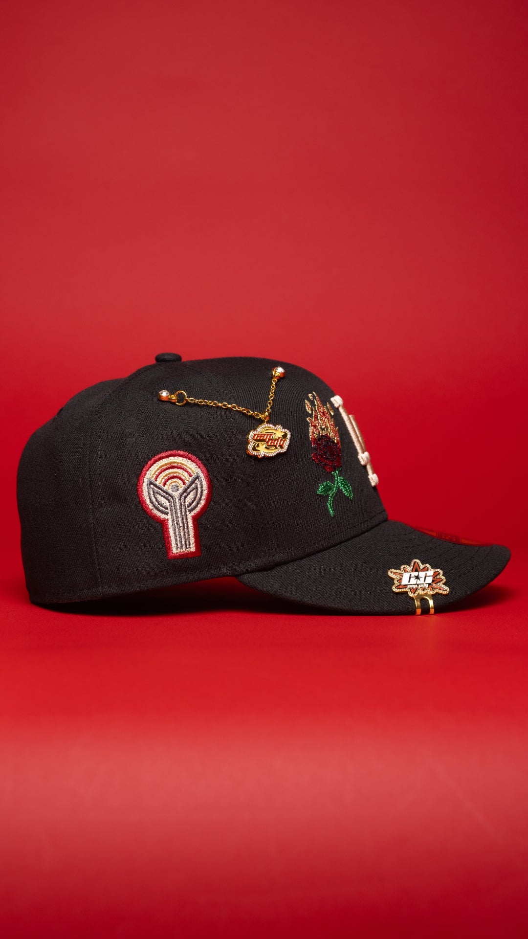 NEW ERA EXCLUSIVE 59FIFTY BLACK LOS ANGELES DODGERS W/ BURNT ROSES + FERNANDO VALENZUELA SIDE PATCH