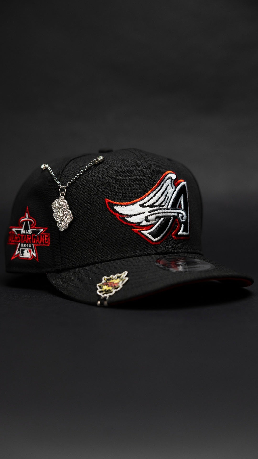 NEW ERA EXCLUSIVE 9FIFTY BLACK ANAHEIM ANGELS SNAPBACK W/ ALL STAR GAME SIDE PATCH