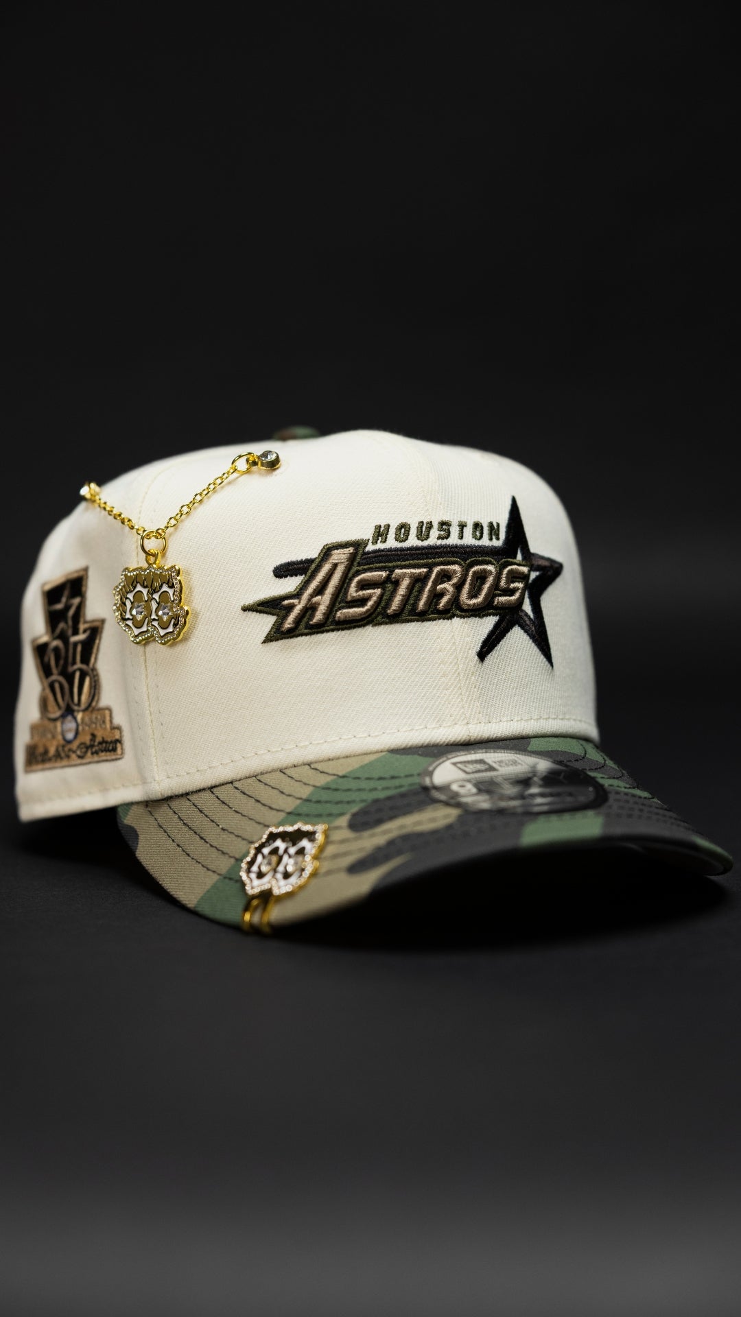 NEW ERA EXCLUSIVE 9FIFTY CHROME/CAMO HOUSTON ASTROS SNAPBACK W/ 35TH ANNIVERSARY SIDE PATCH