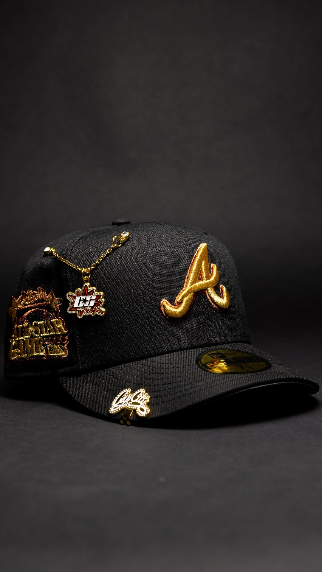 NEW ERA EXCLUSIVE 59FIFTY BLACK ATLANTA BRAVES W/ 2000 ALL STAR GAME SIDE PATCH