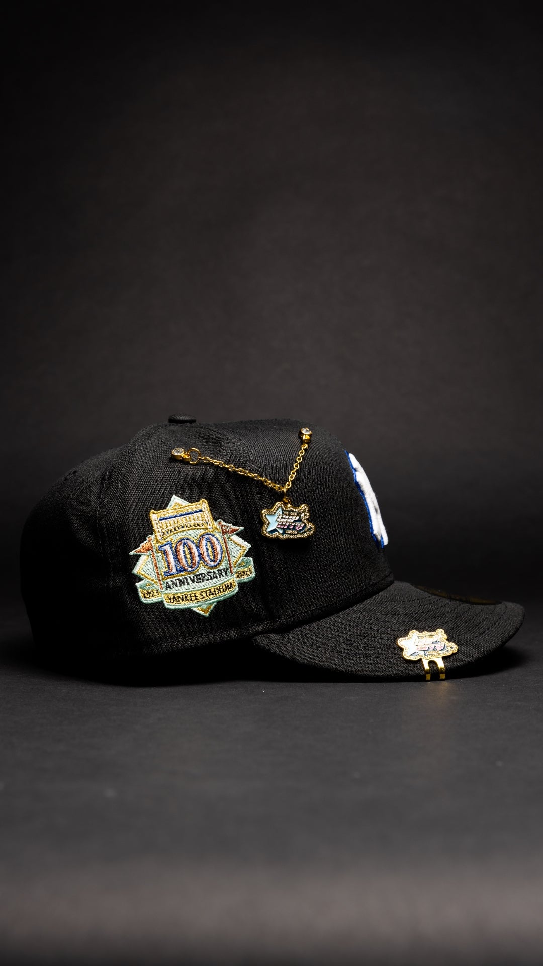 NEW ERA EXCLUSIVE 59FIFTY BLACK NEW YORK YANKEES W/ 100TH SEASON SIDE PATCH
