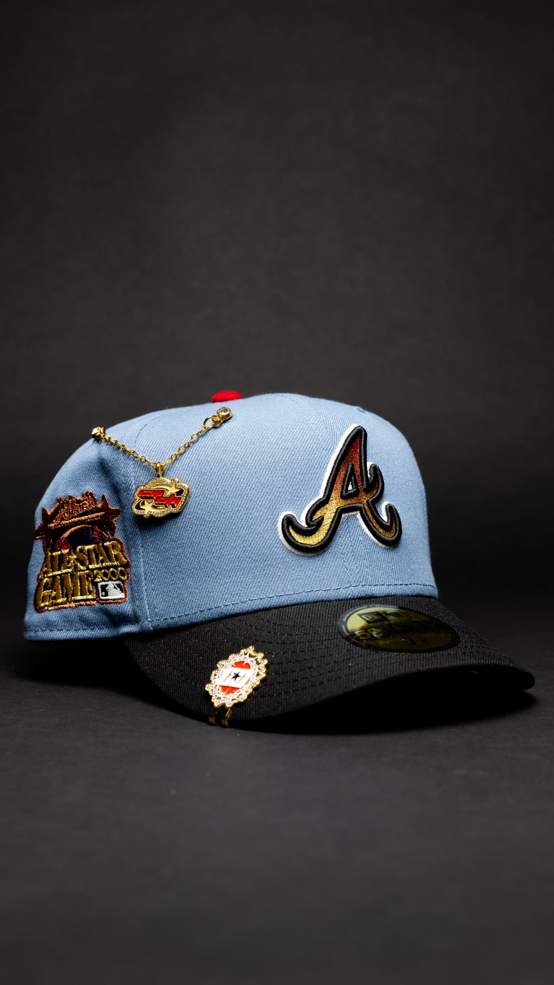 NEW ERA EXCLUSIVE 59FIFTY LIGHT BLUE ATLANTA BRAVES W/ 2000 ALL STAR GAME SIDE PATCH
