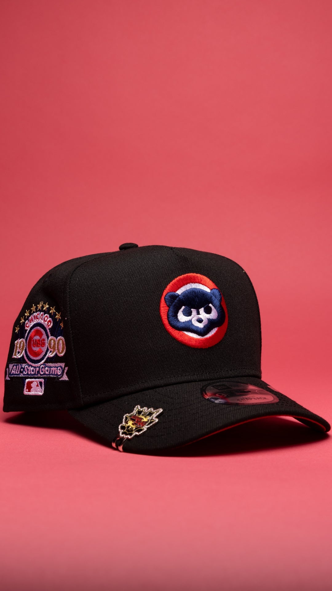 NEW ERA 9FIFTY A-FRAME BLACK CHICAGO CUBS SNAPBACK W/ 1990 ALL STAR GAME SIDE PATCH