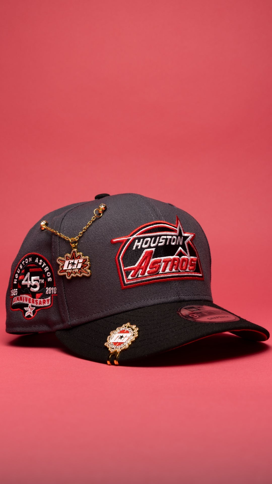 NEW ERA EXCLUSIVE 9FIFTY GREY/BLACK HOUSTON ASTROS SNAPBACK W/ 45TH ANNIVERSARY SIDE PATCH