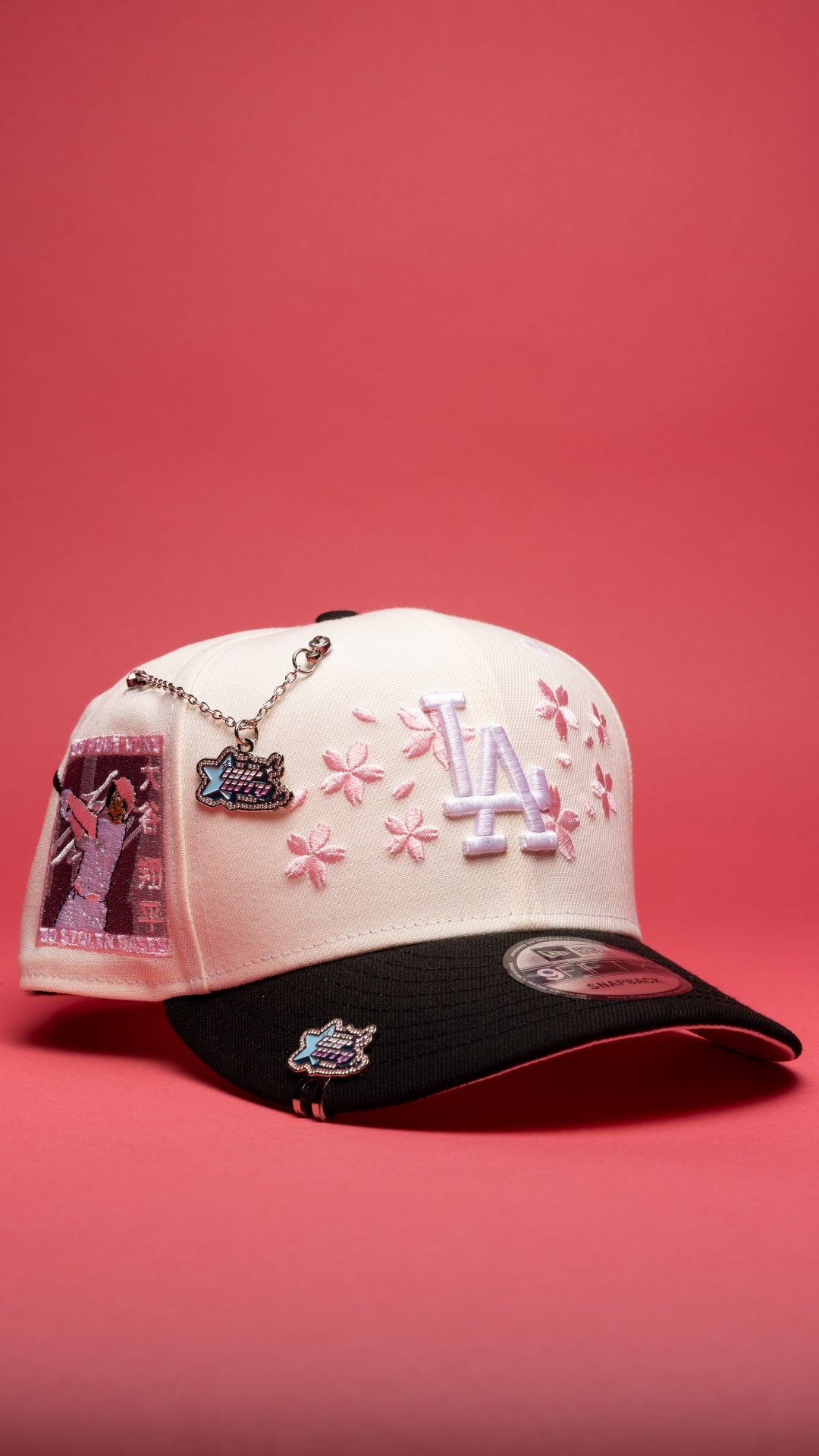 NEW ERA EXCLUSIVE 9FIFTY CHROME/BLACK LOS ANGELES DODGERS SNAPBACK W/ FLORAL EMBROIDERY + SHOHEI OHTANI 50-50 CLUB SIDE PATCH
