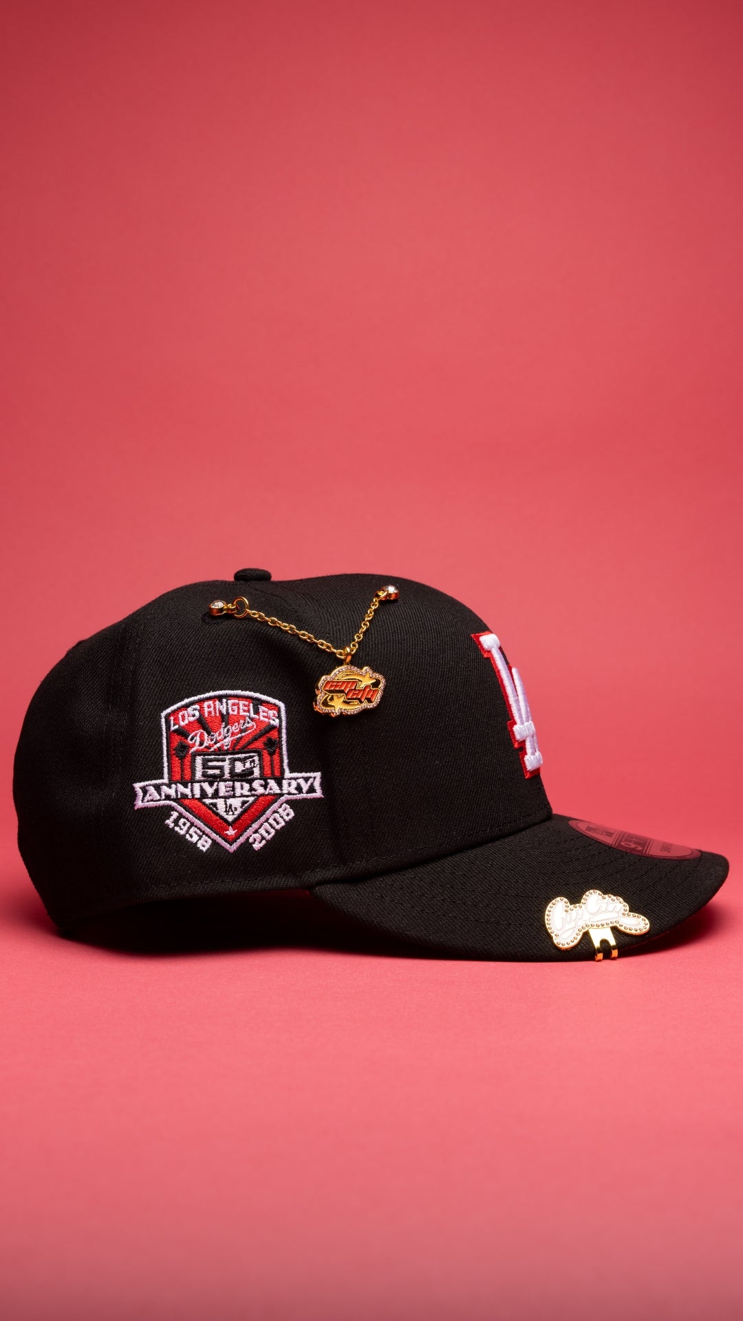 NEW ERA EXCLUSIVE 9FIFTY BLACK LOS ANGELES DODGERS SNAPBACK W/ 50TH ANNIVERSARY SIDE PATCH