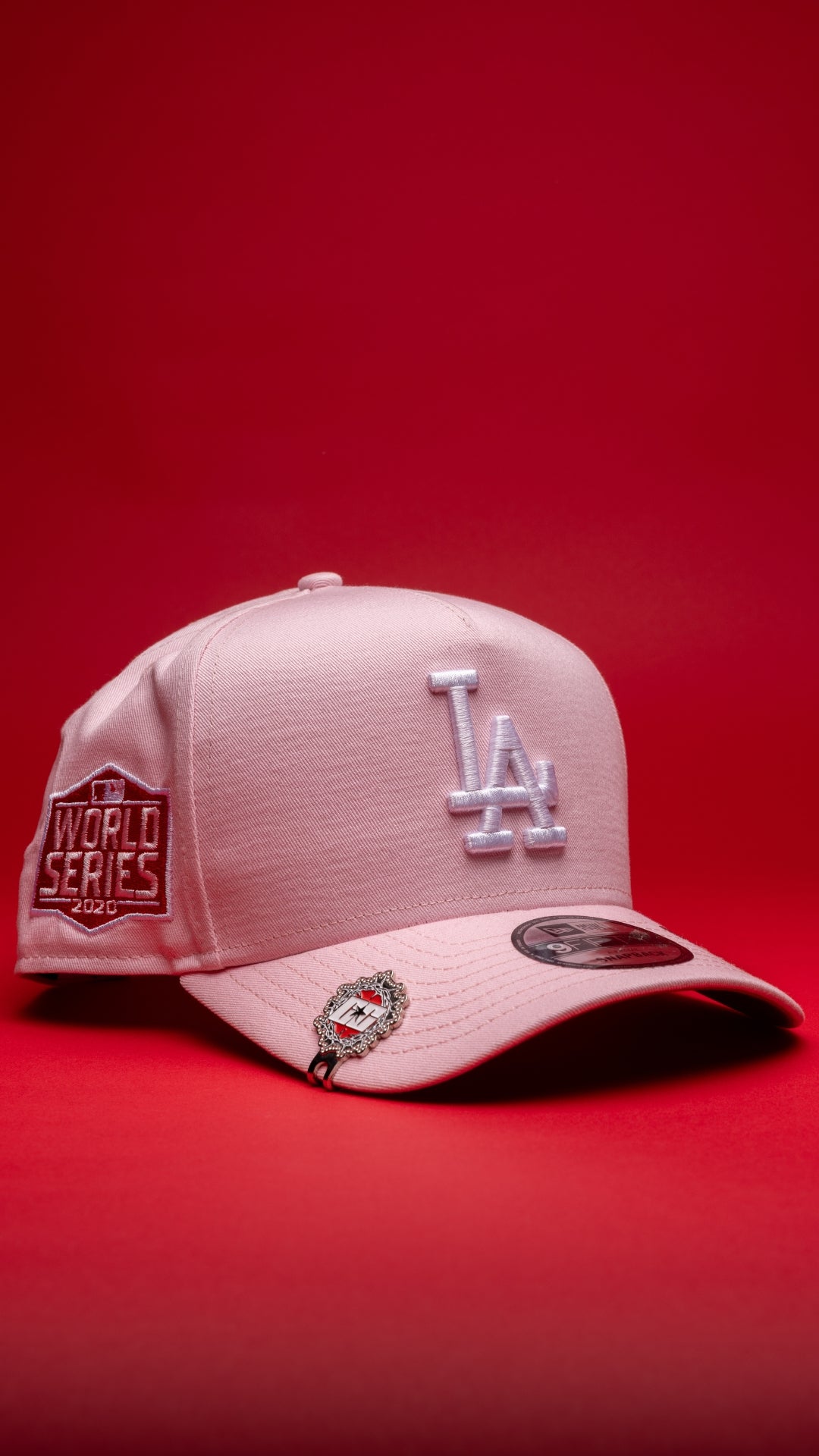 NEW ERA 9FIFTY A-FRAME PINK LOS ANGELES DODGERS W/ 2020 WORLD SERIES SIDE PATCH