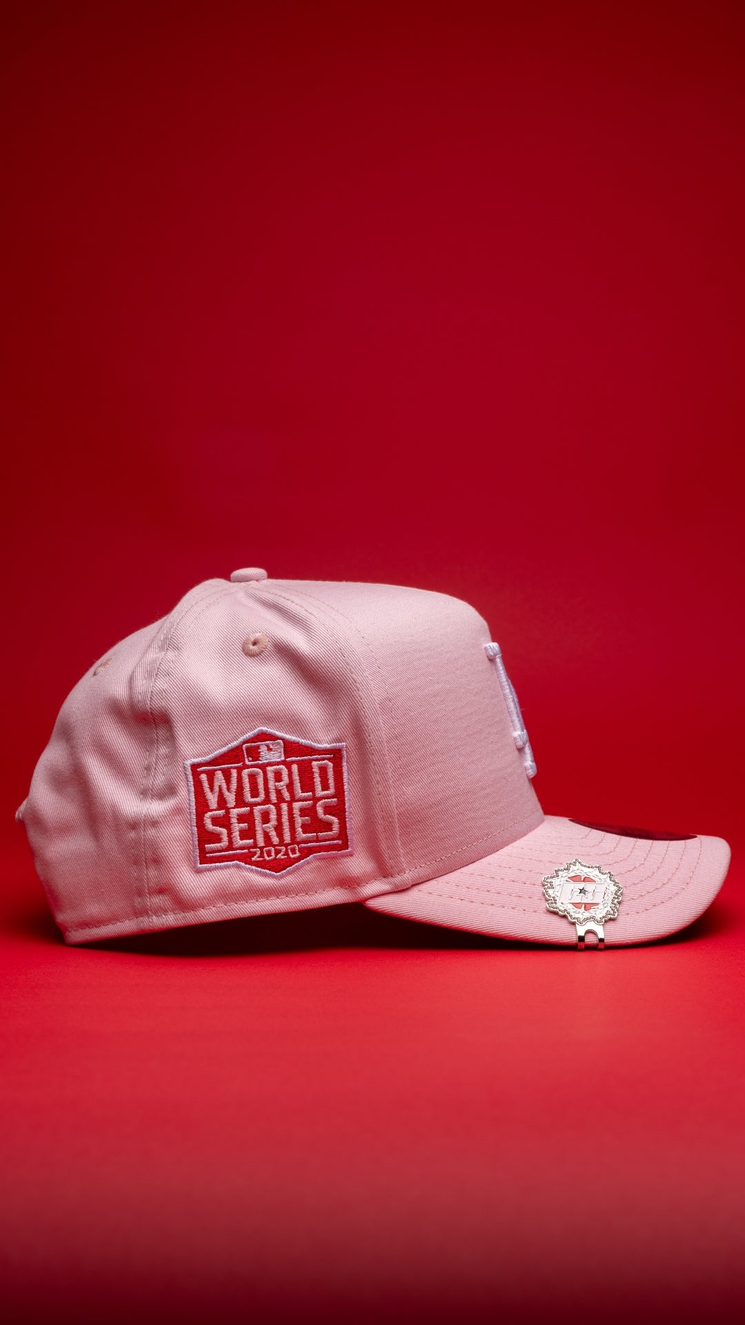 NEW ERA 9FIFTY A-FRAME PINK LOS ANGELES DODGERS W/ 2020 WORLD SERIES SIDE PATCH