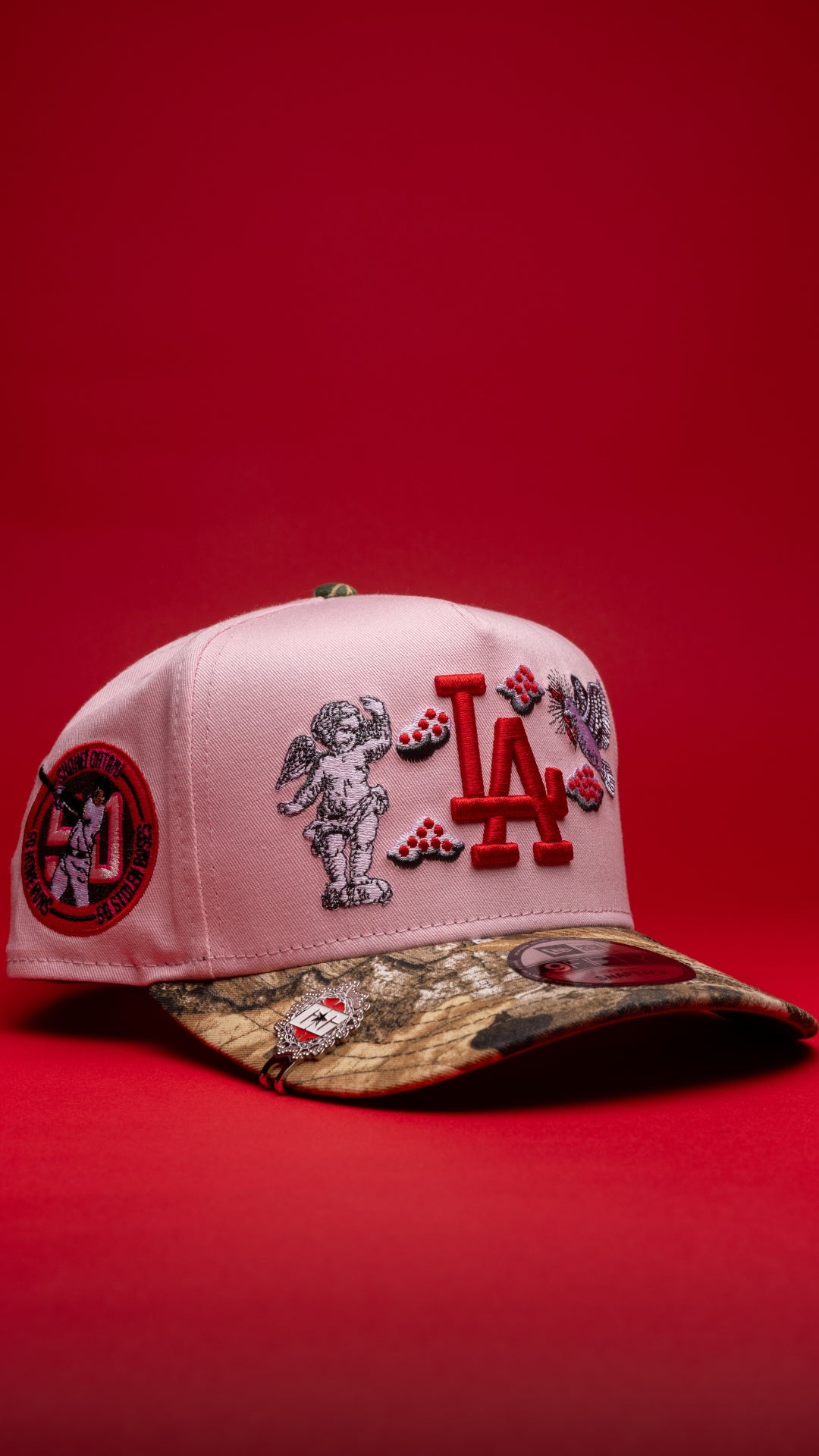 NEW ERA 9FIFTY A-FRAME PINK/REALTREE LOS ANGELES DODGERS "HEAVENLY CITY" W/ SHOHEI OHTANI 50-50 CLUB SIDE PATCH