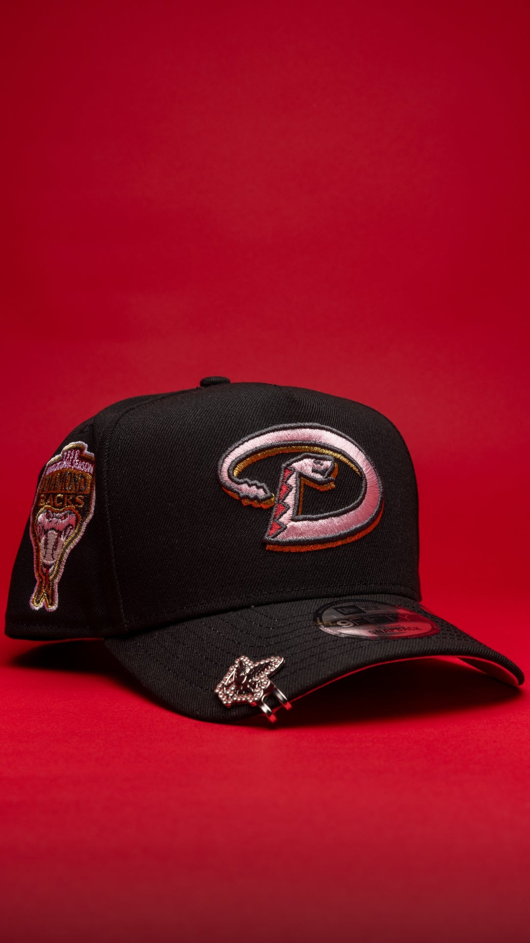 NEW ERA 9FIFTY A-FRAME BLACK ARIZONA DIAMONDBACKS SNAPBACK W/ 1998 INAUGURAL SEASON SIDE PATCH