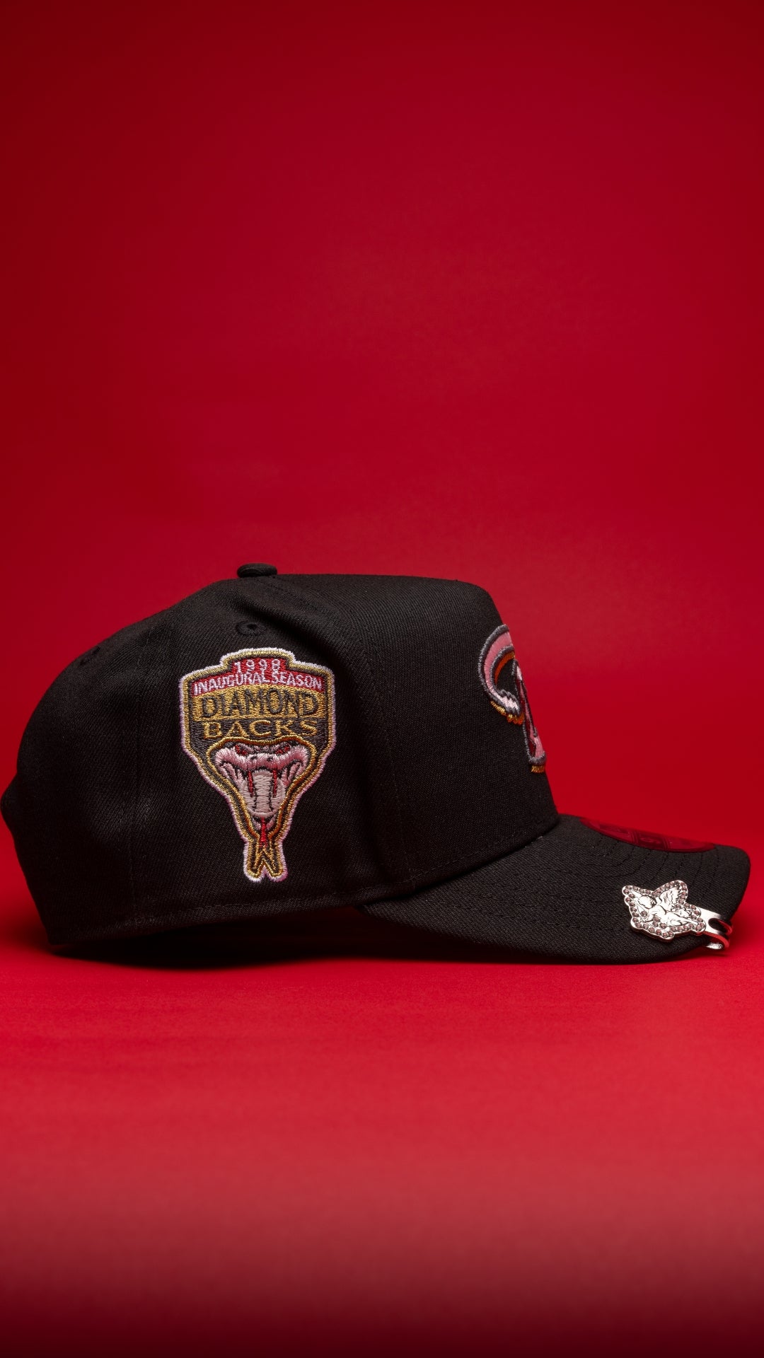 NEW ERA 9FIFTY A-FRAME BLACK ARIZONA DIAMONDBACKS SNAPBACK W/ 1998 INAUGURAL SEASON SIDE PATCH