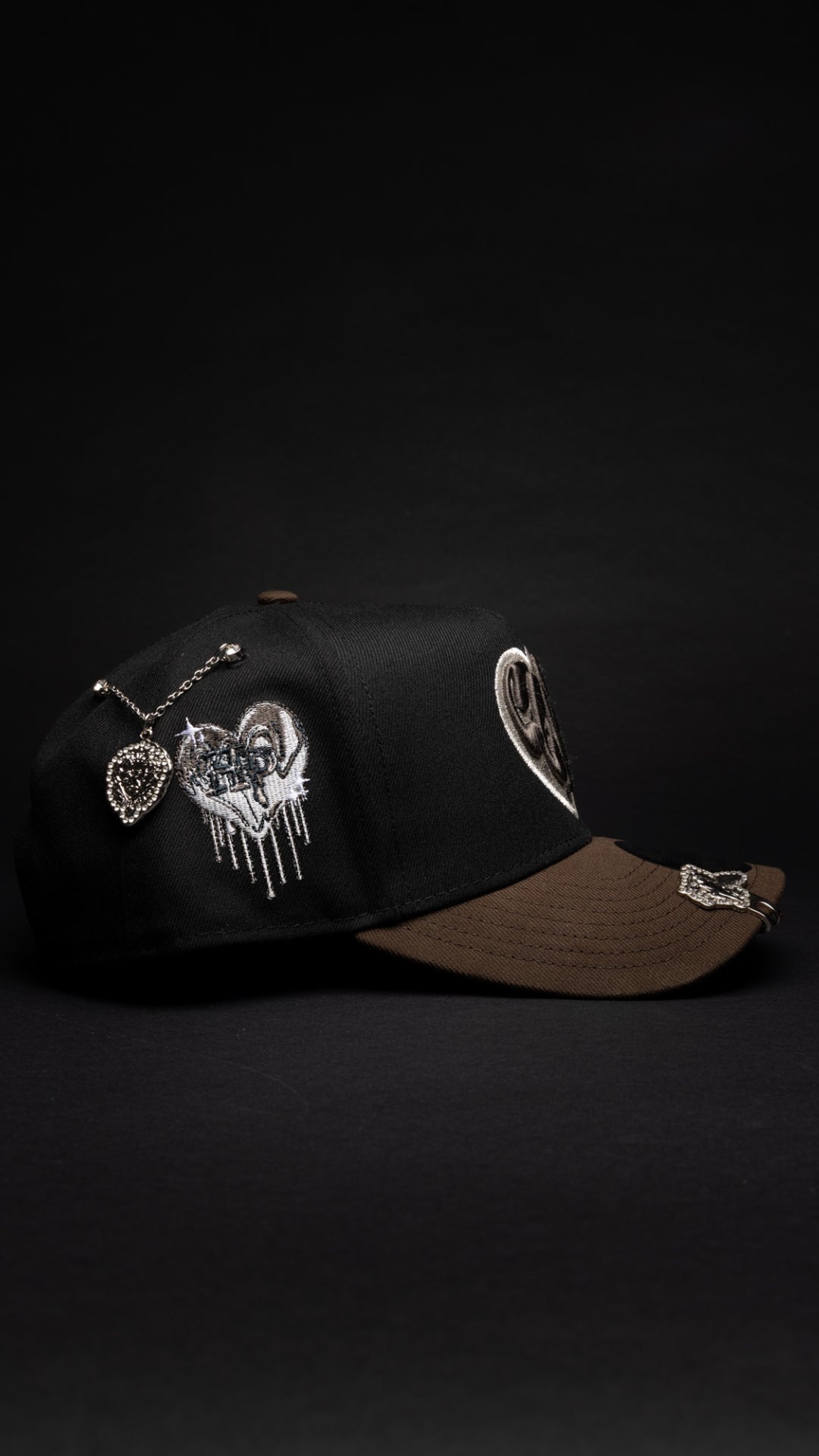 NEW* HERENCIA DE PATRONES x NEW ERA x CAP CITY BLACK/BROWN "CLIKA" 9FIFTY A-FRAME W/ CORAZON SIDE PATCH -FREE BLIP INCLUDED