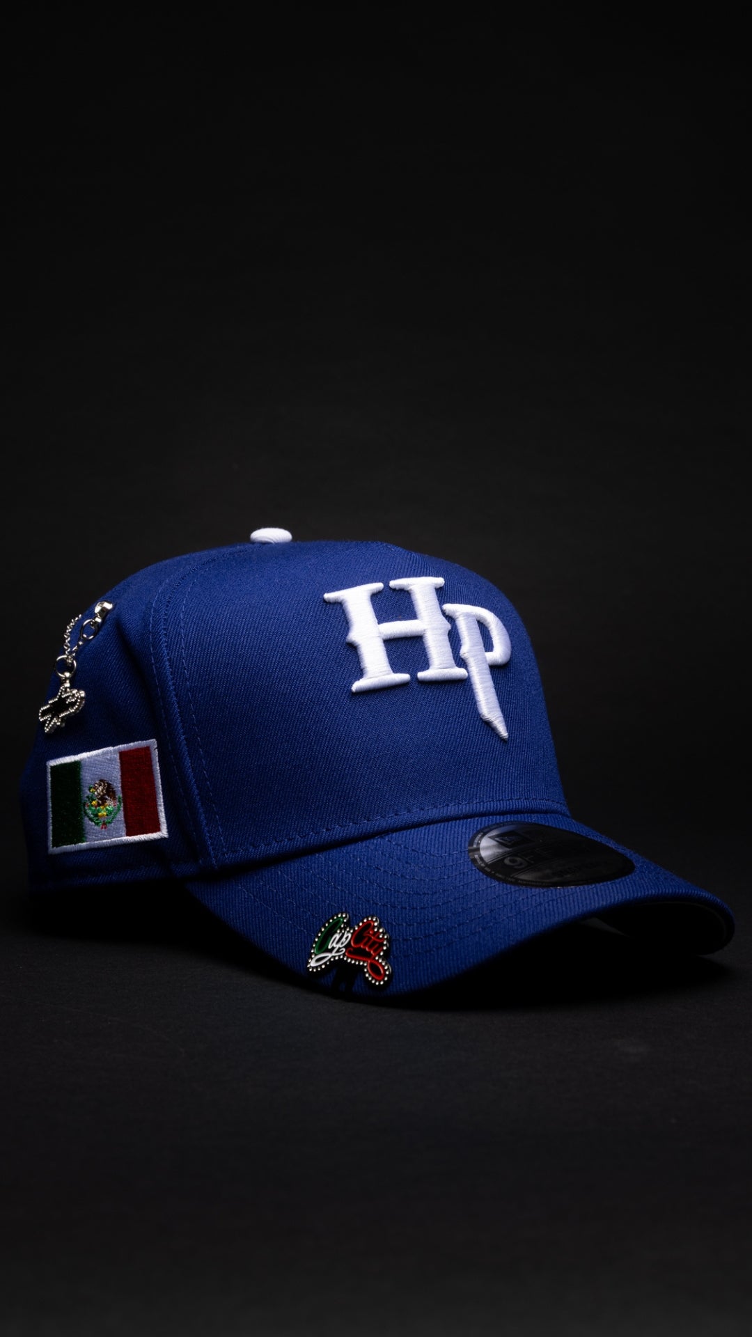 NEW* HERENCIA DE PATRONES x NEW ERA x CAP CITY BLUE "HERENCIA LOGO" 9FIFTY A-FRAME W/ MEXICAN FLAG SIDE PATCH -FREE BLIP INCLUDED
