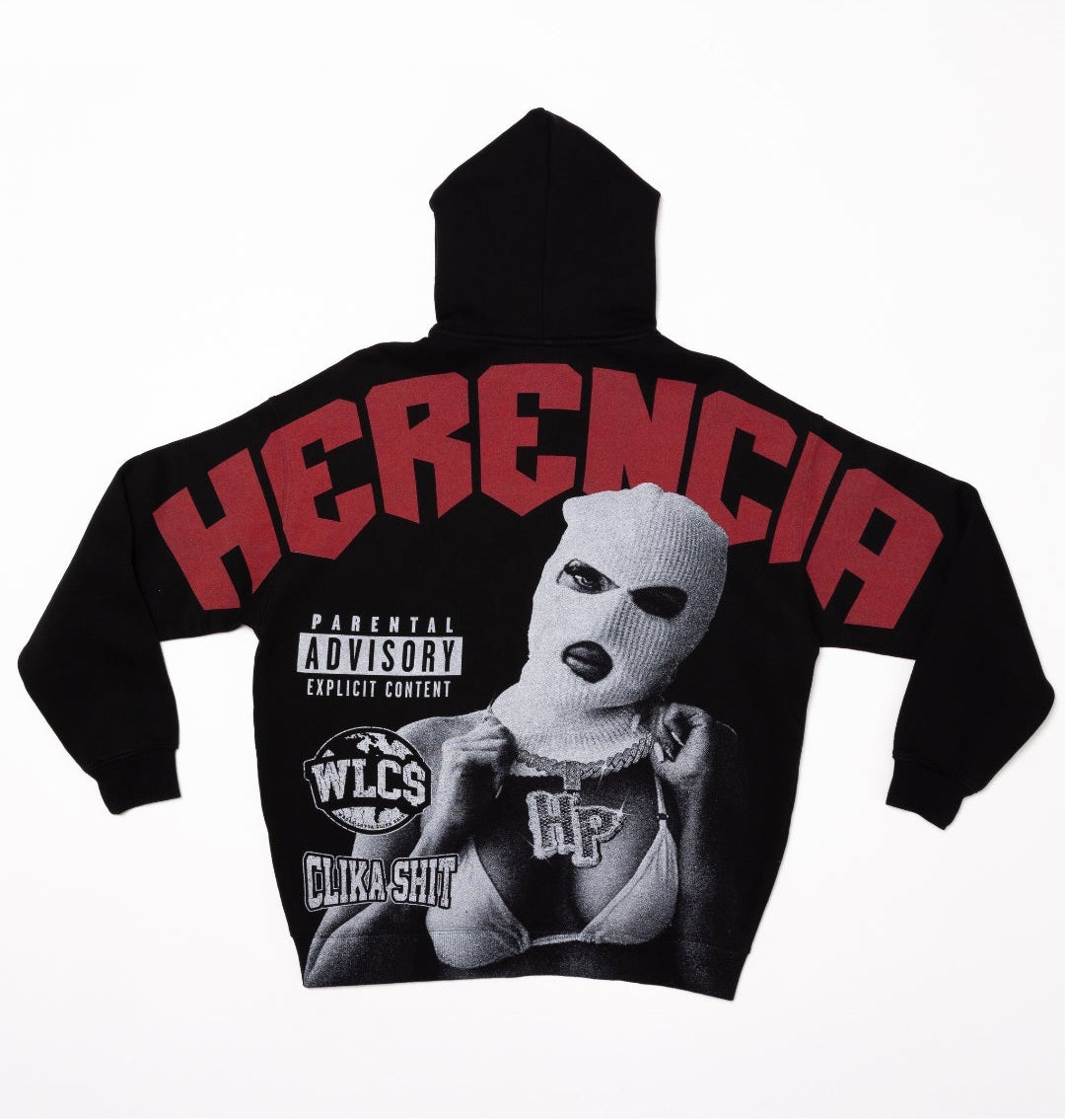 NEW* HERENCIA DE PATRONES x CAP CITY BLACK/RED "WHOLE LOTTA CLIKA SHI" ZIP UP HOODIE