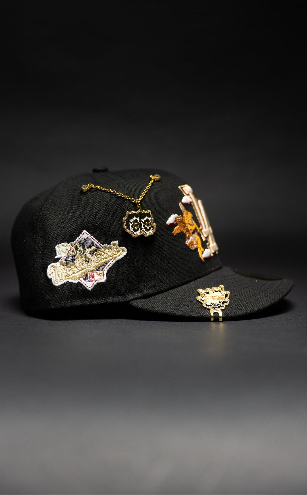 NEW ERA EXCLUSIVE 59FIFTY BLACK LOS ANGELES DODGERS "CITY OF ANGELS" W/ 1988 WORLD SERIES SIDE PATCH