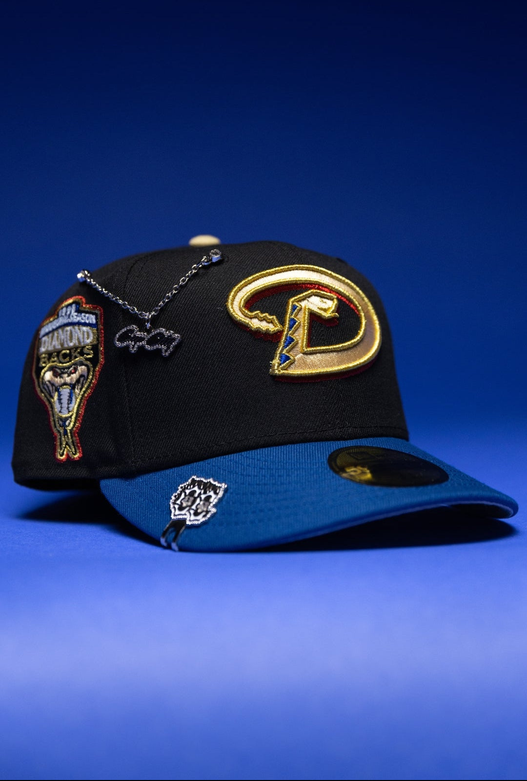 NEW ERA EXCLUSIVE 59FIFTY BLACK/NAVY ARIZONA DIAMONDBACKS W/ 1998 INAUGURAL SEASON SIDE PATCH