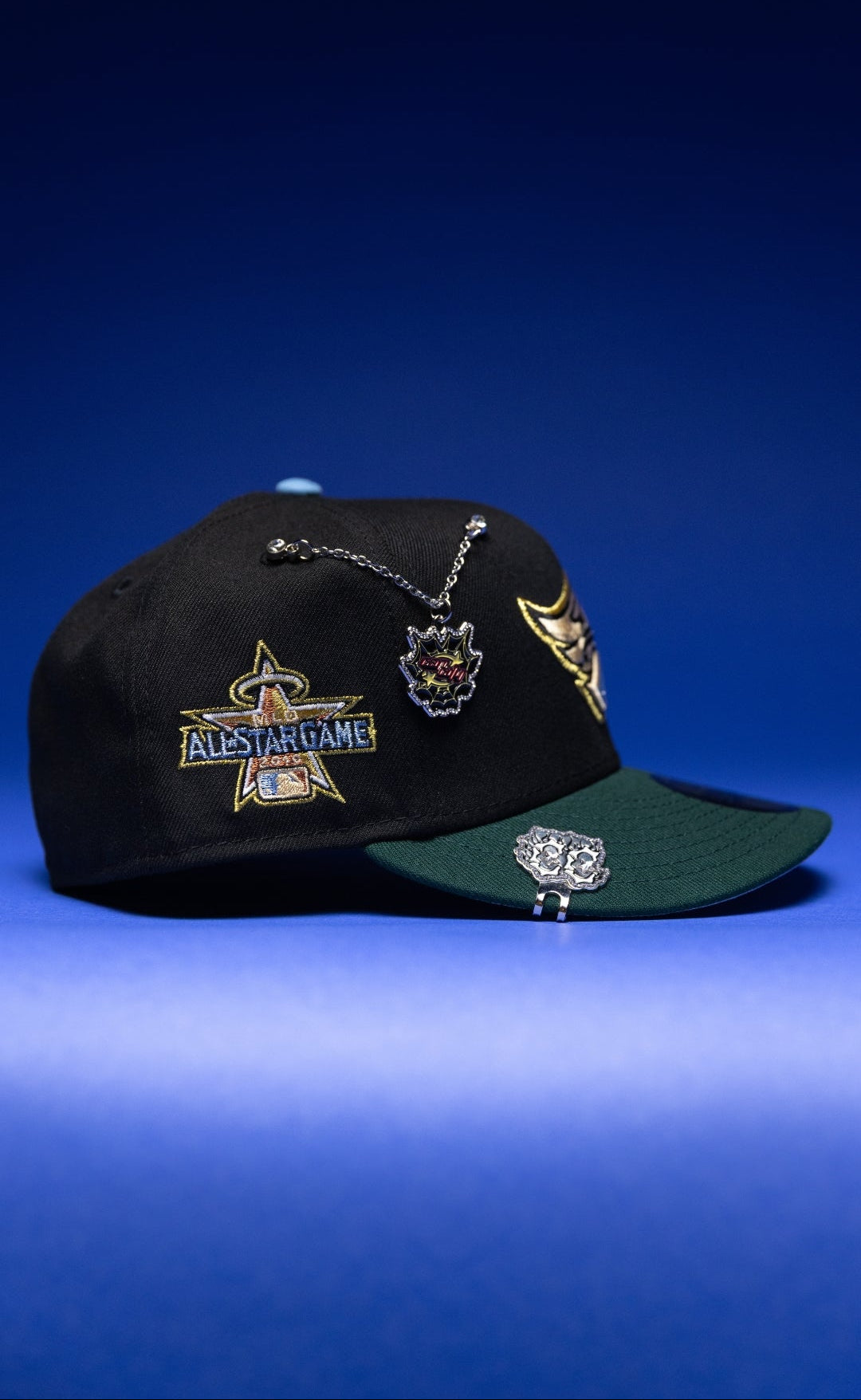 NEW ERA EXCLUSIVE 59FIFTY BLACK/FOREST GREEN ANAHEIM ANGELS W/ 2019 ALL STAR GAME SIDE PATCH