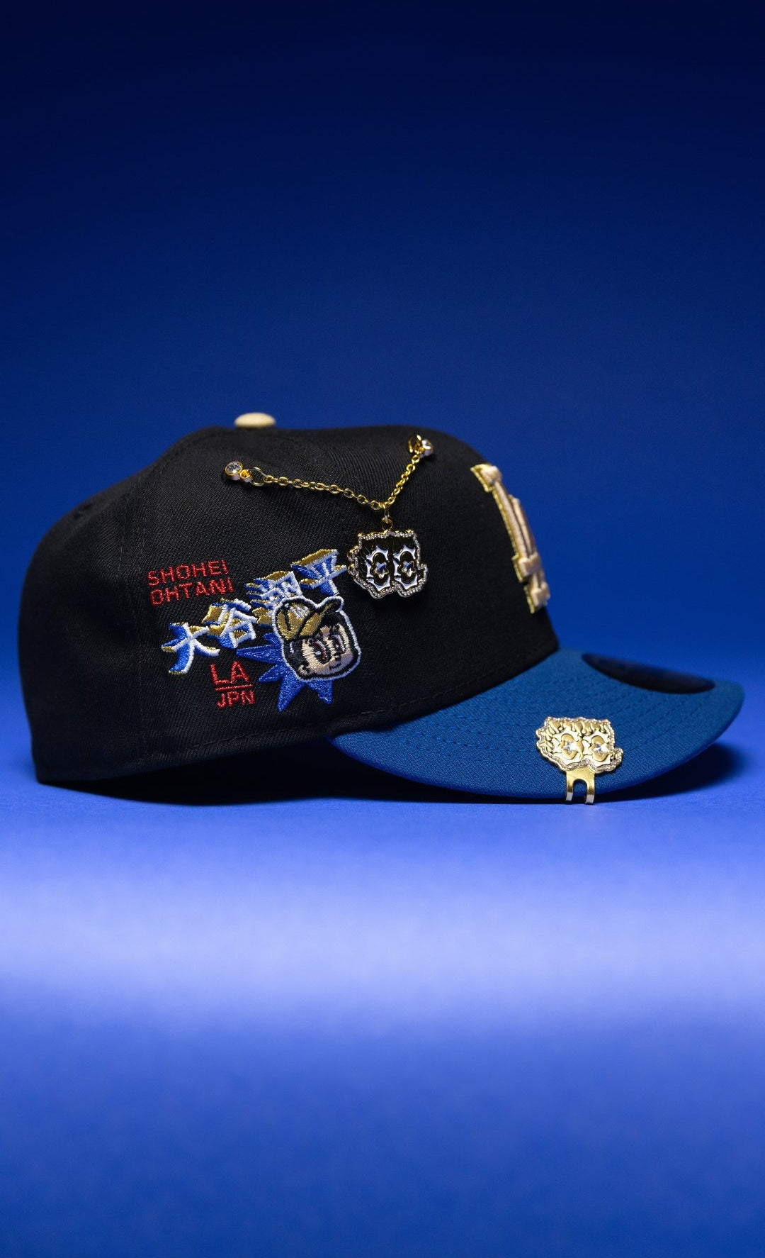 NEW ERA EXCLUSIVE 59FIFTY BLACK/NAVY LOS ANGELES DODGERS W/ SHOHEI OHTANI SIDE PATCH