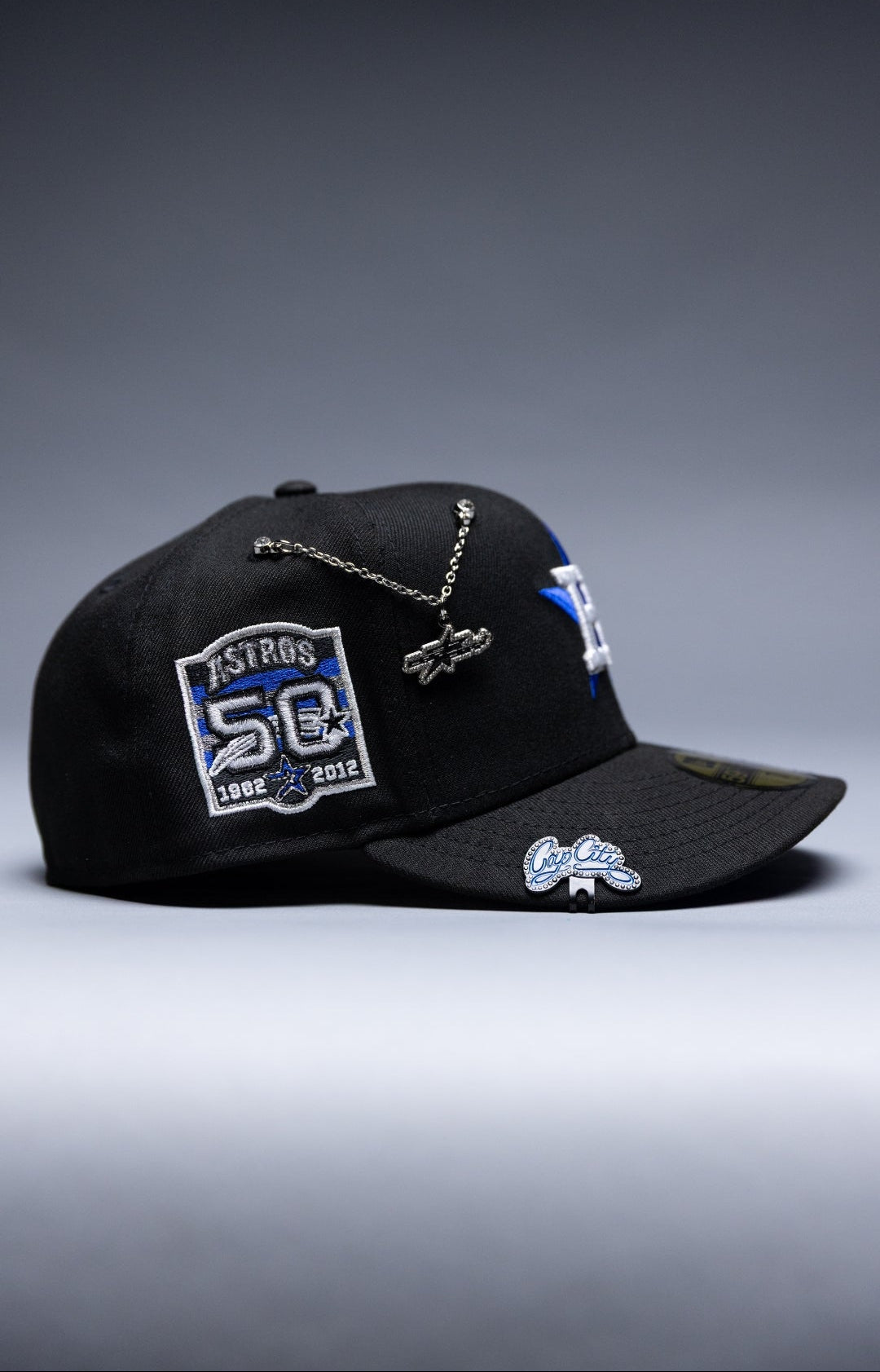 NEW ERA EXCLUSIVE 59FIFTY BLACK HOUSTON ASTROS W/ 50TH ANNIVERSARY SIDE PATCH