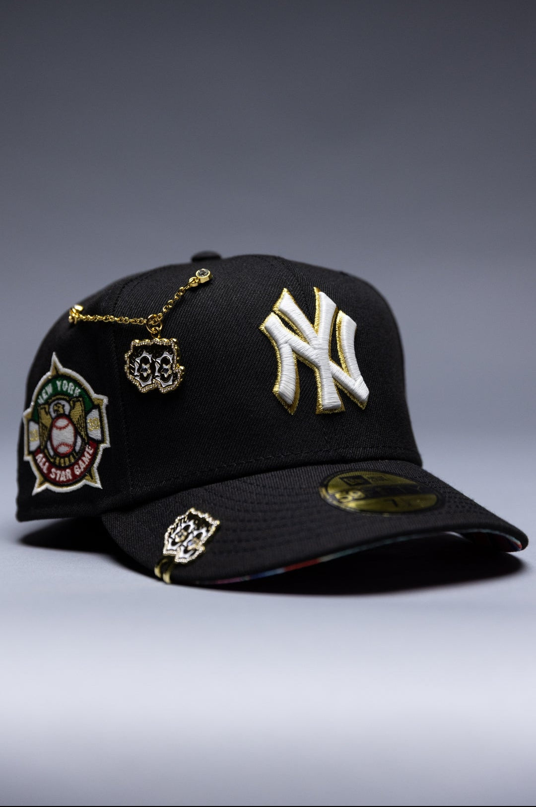 NEW ERA EXCLUSIVE 59FIFTY BLACK NEW YORK YANKEES W/ ALL STAR GAME SIDE PATCH