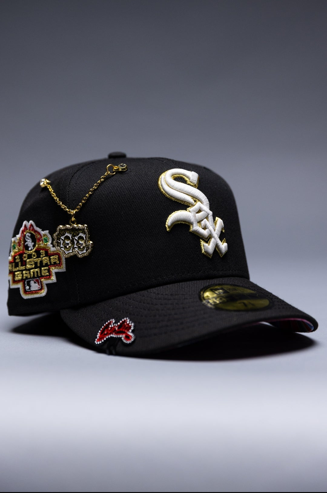 NEW ERA EXCLUSIVE 59FIFTY BLACK CHICAGO WHITE SOX W/ 2003 ALL STAR GAME SIDE PATCH