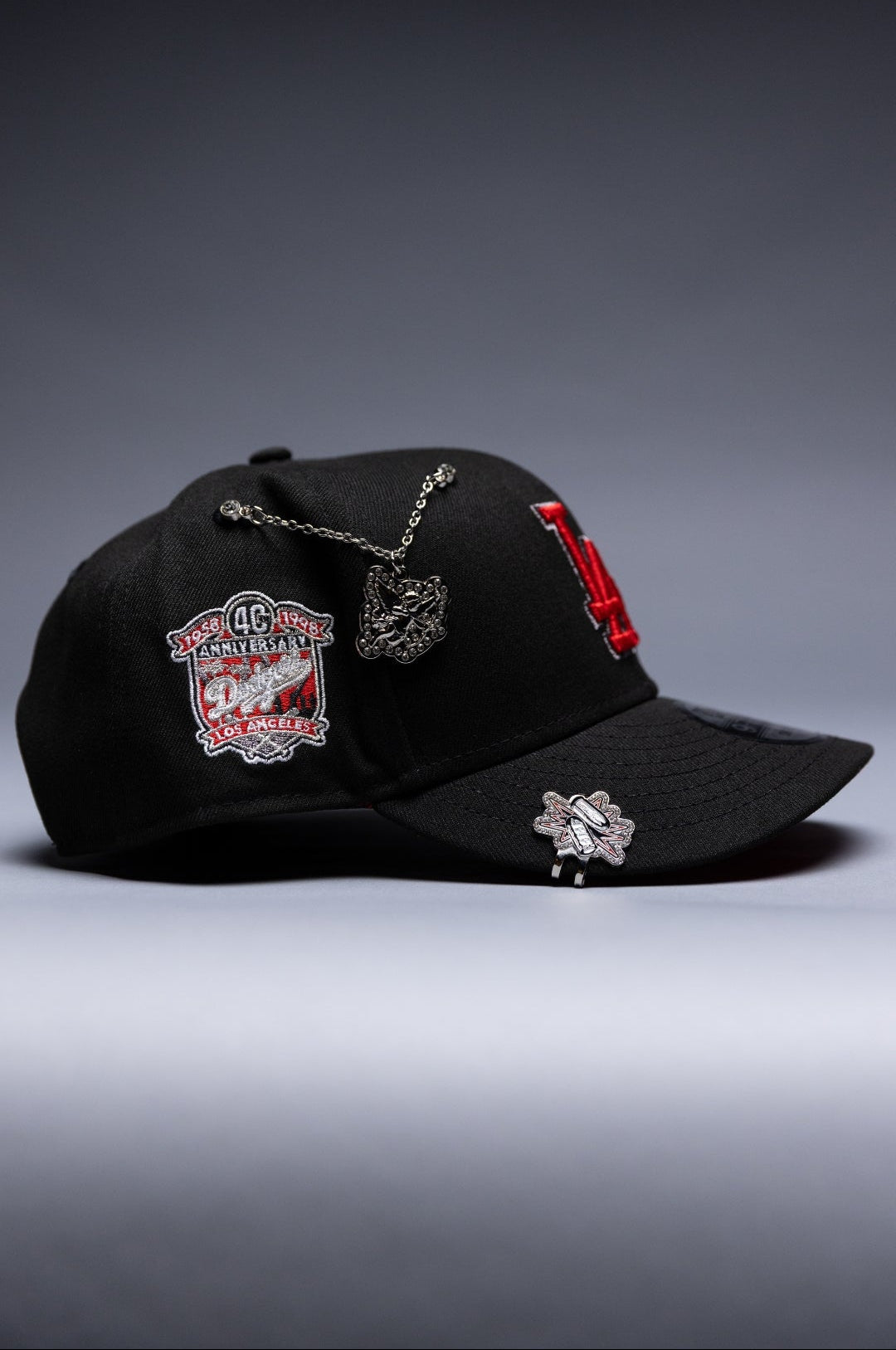 NEW ERA EXCLUSIVE 9FIFTY BLACK LOS ANGELES DODGERS SNAPBACK W/ 40TH ANNIVERSARY SIDE PATCH