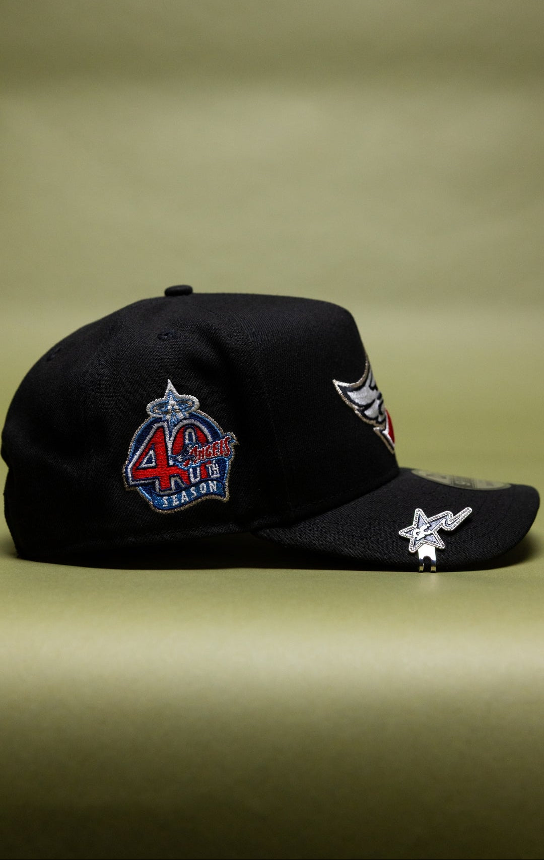 NEW ERA 9FIFTY A-FRAME BLACK ANAHEIM ANGELS SNAPBACK W/ 40TH ANNIVERSARY SIDE PATCH