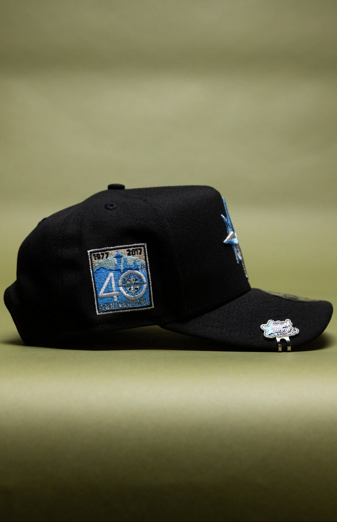 NEW ERA 9FIFTY A-FRAME BLACK SEATTLE MARINERS SNAPBACK W/ 40TH ANNIVERSARY SIDE PATCH