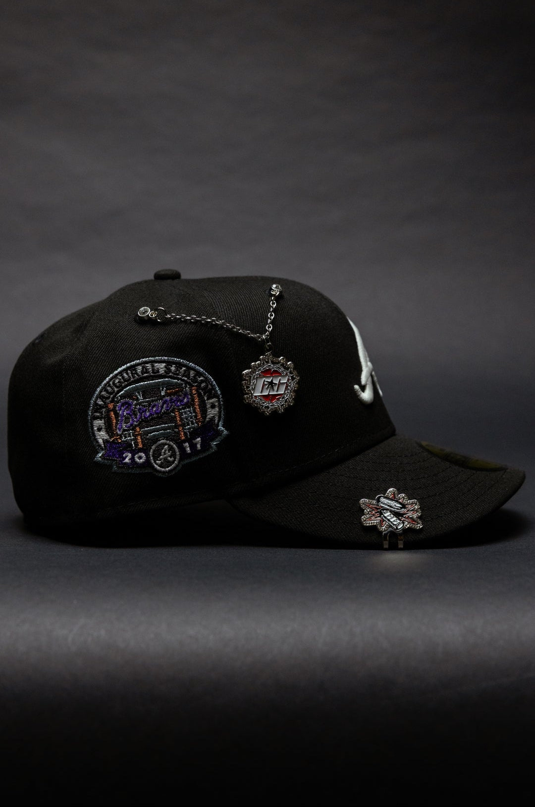 NEW ERA EXCLUSIVE 59FIFTY BLACK ATLANTA BRAVES W/ 2017 INAUGURAL SEASON SIDE PATCH