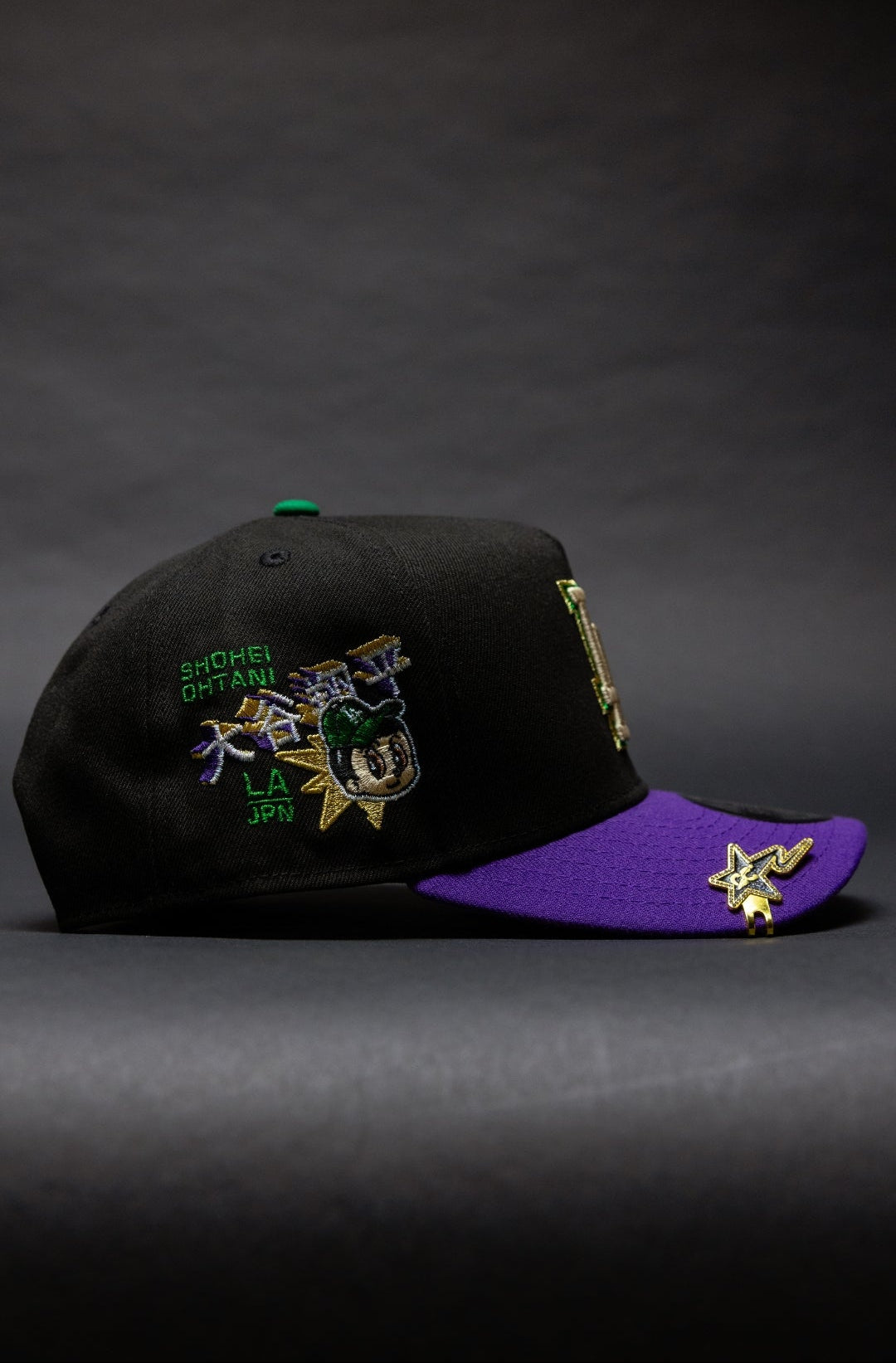 NEW ERA 9FIFTY A-FRAME BLACK/PURPLE LOS ANGELES DODGERS SNAPBACK W/ SHOHEI OHTANI SIDE PATCH