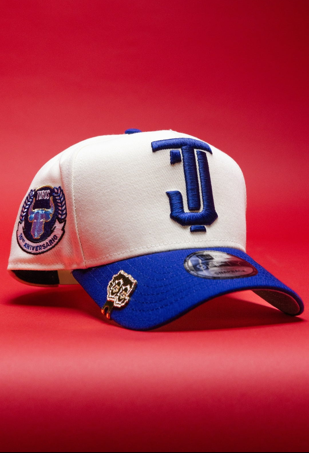 NEW ERA 9FIFTY A-FRAME CHROME/BLUE "TOROS DE TIJUANA" W/ 10TH ANNIVERSARY SIDE PATCH
