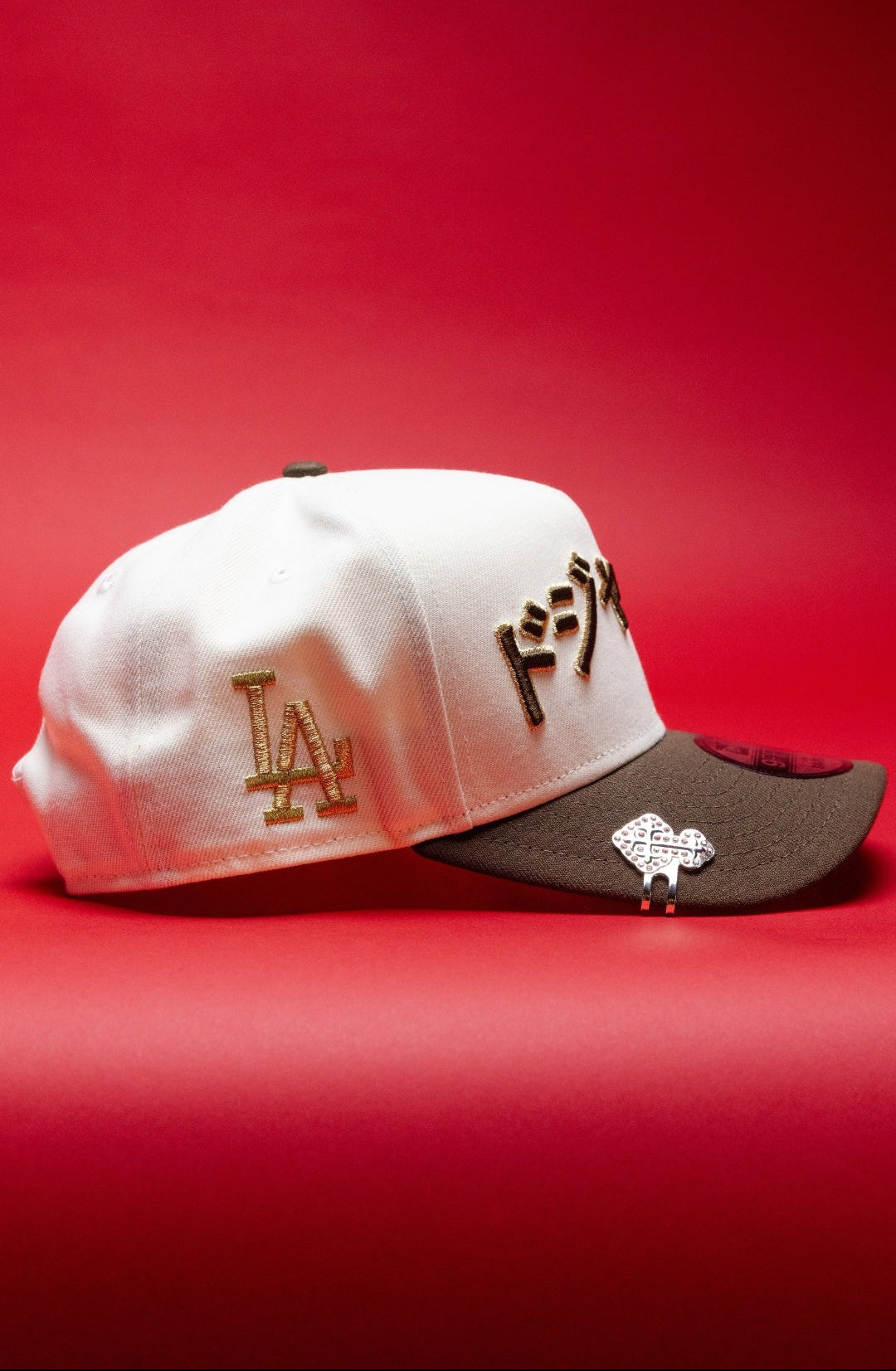 NEW ERA 9FIFTY A-FRAME CHROME/WALNUT LOS ANGELES DODGERS JAPANESE SCRIPT W/ LA LOGO SIDE PATCH