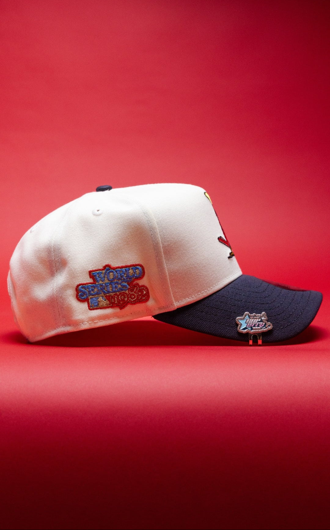 NEW ERA 9FIFTY A-FRAME CHROME/NAVY ST LOUIS CARDINALS SNAPBACK W/ 1982 WORLD SERIES SIDE PATCH