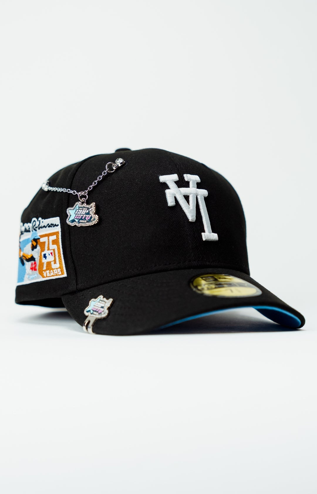 NEW ERA EXCLUSIVE 59FIFTY BLACK UPSIDE DOWN LOS ANGELES DODGERS W/ "JACKIE ROBINSON" SIDE PATCH