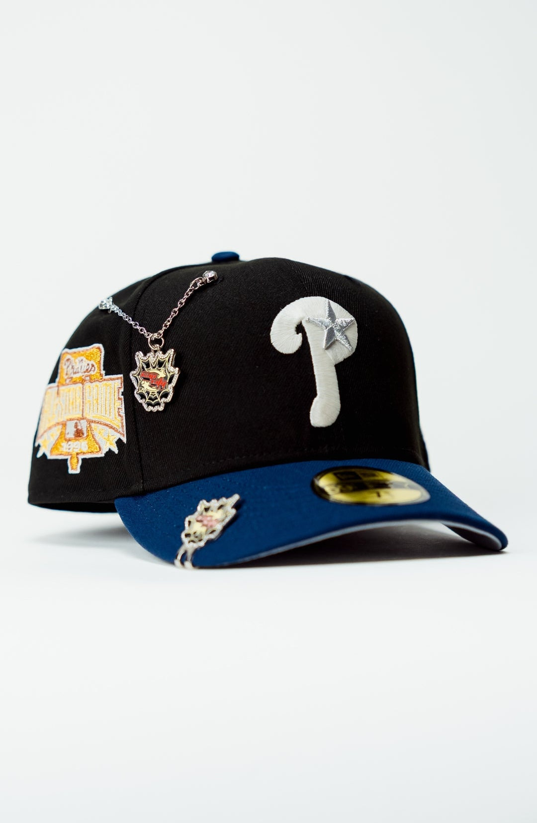 NEW ERA EXCLUSIVE 59FIFTY BLACK/NAVY PHILADELPHIA PHILLIES W/ 1996 ALL SAR GAME SIDE PATCH