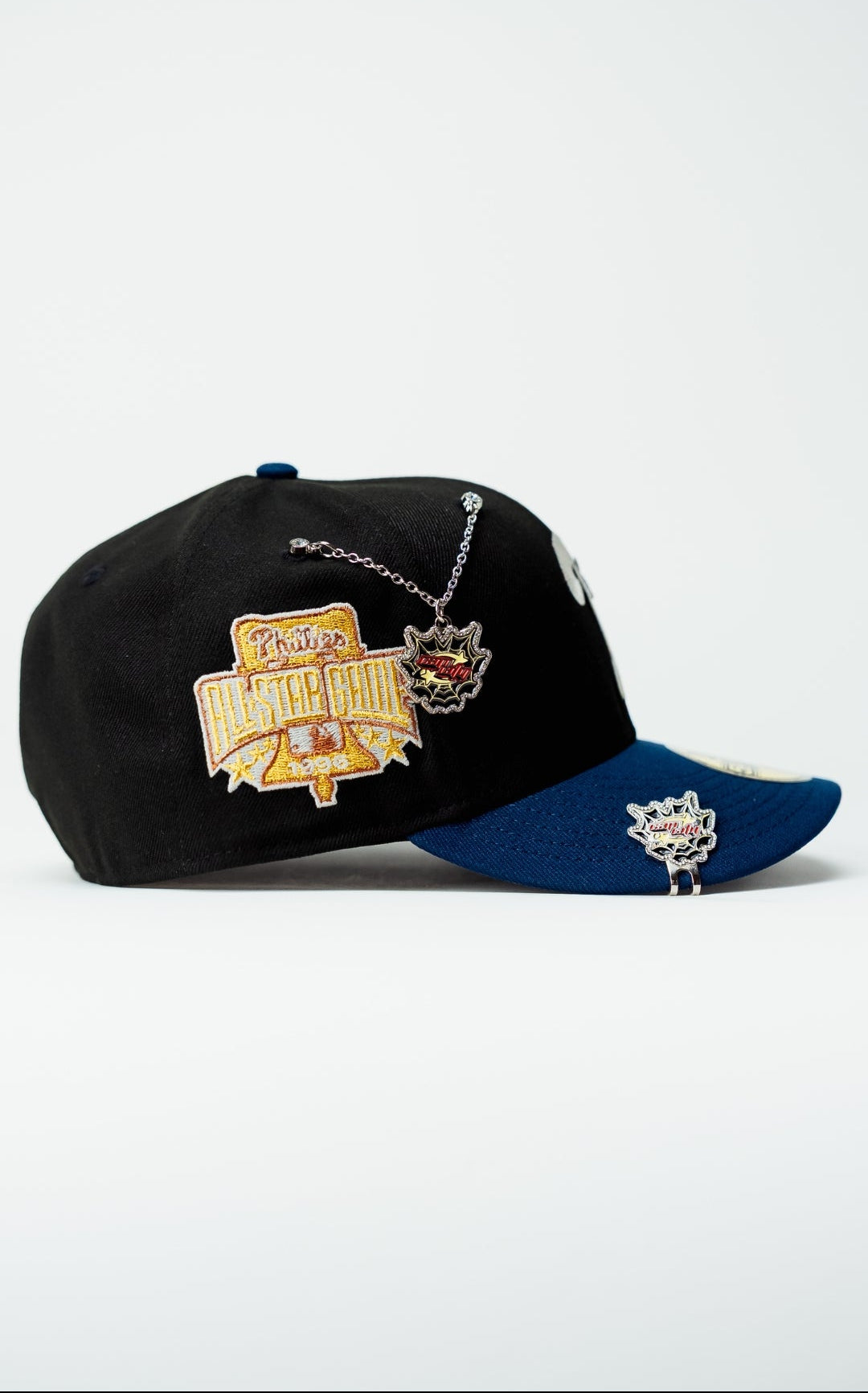 NEW ERA EXCLUSIVE 59FIFTY BLACK/NAVY PHILADELPHIA PHILLIES W/ 1996 ALL SAR GAME SIDE PATCH