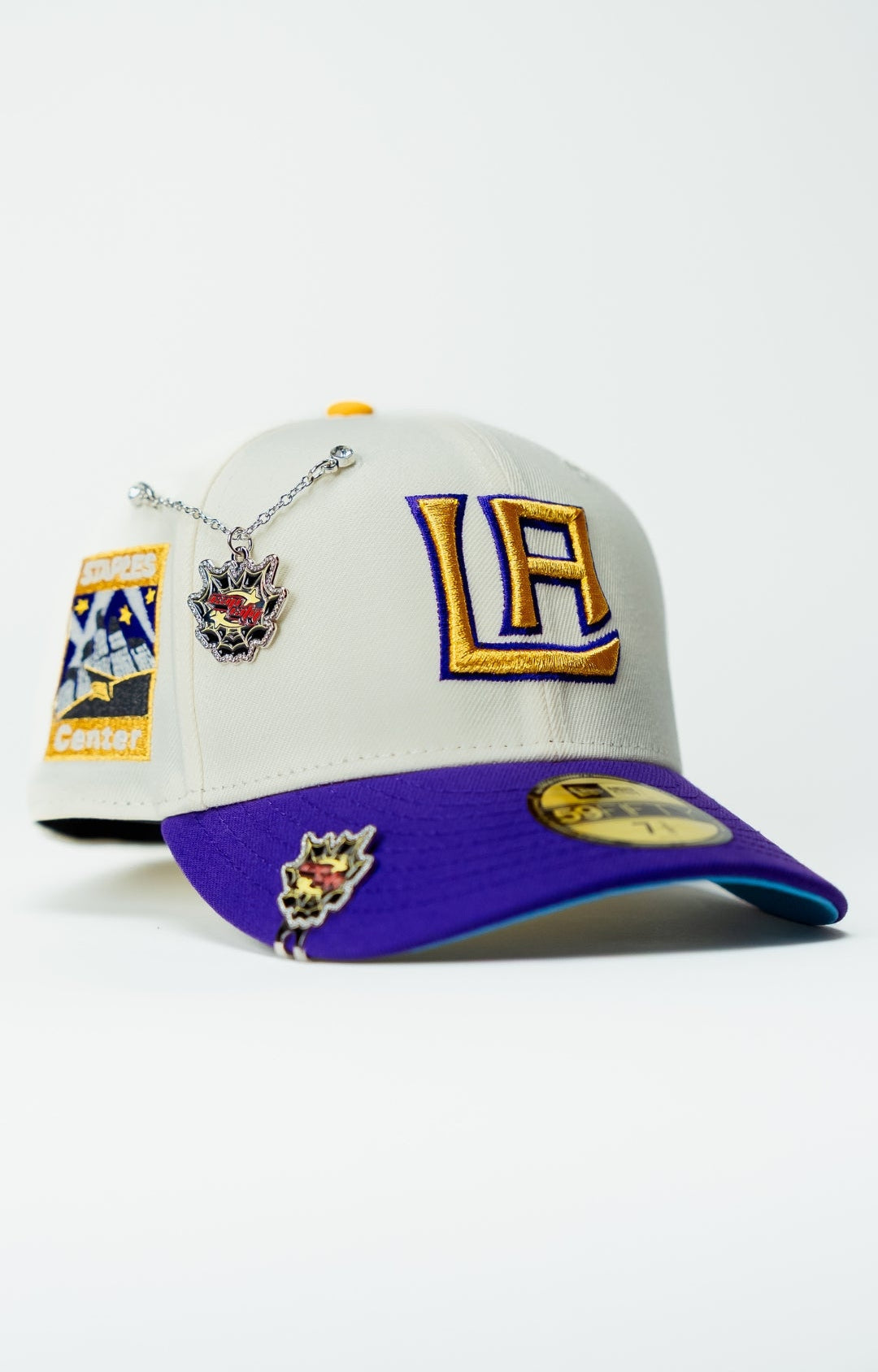NEW ERA EXCLUSIVE 59FIFTY CHROME/PURPLE LOS ANGELES KINGS W/ STAPLES CENTER SIDE PATCH