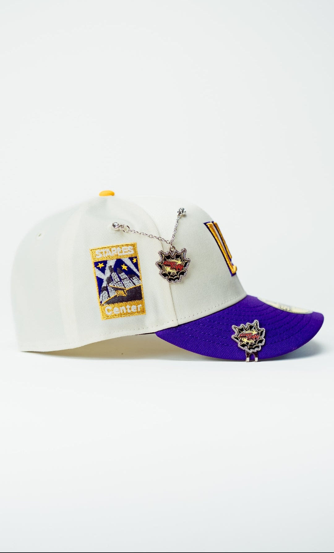 NEW ERA EXCLUSIVE 59FIFTY CHROME/PURPLE LOS ANGELES KINGS W/ STAPLES CENTER SIDE PATCH