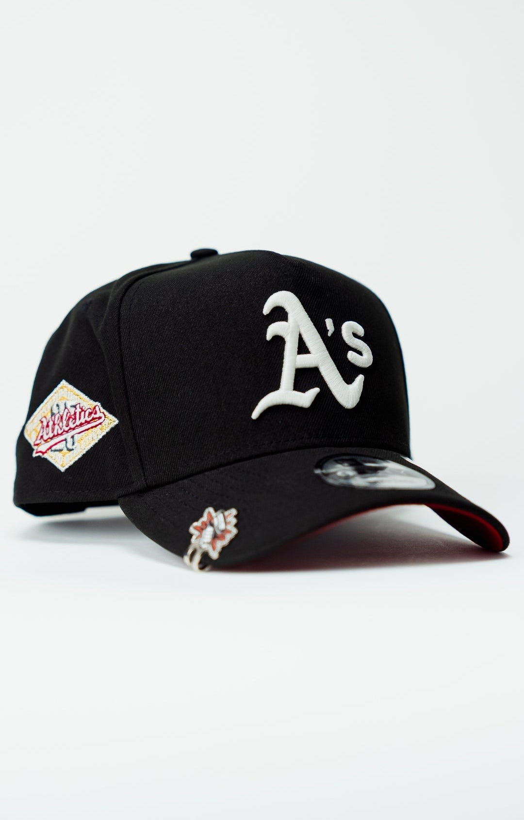 NEW ERA 9FIFTY A-FRAME BLACK OAKLAND ATHLETICS SNAPBACK W/ 25TH ANNIVERSARY SIDE PATCH